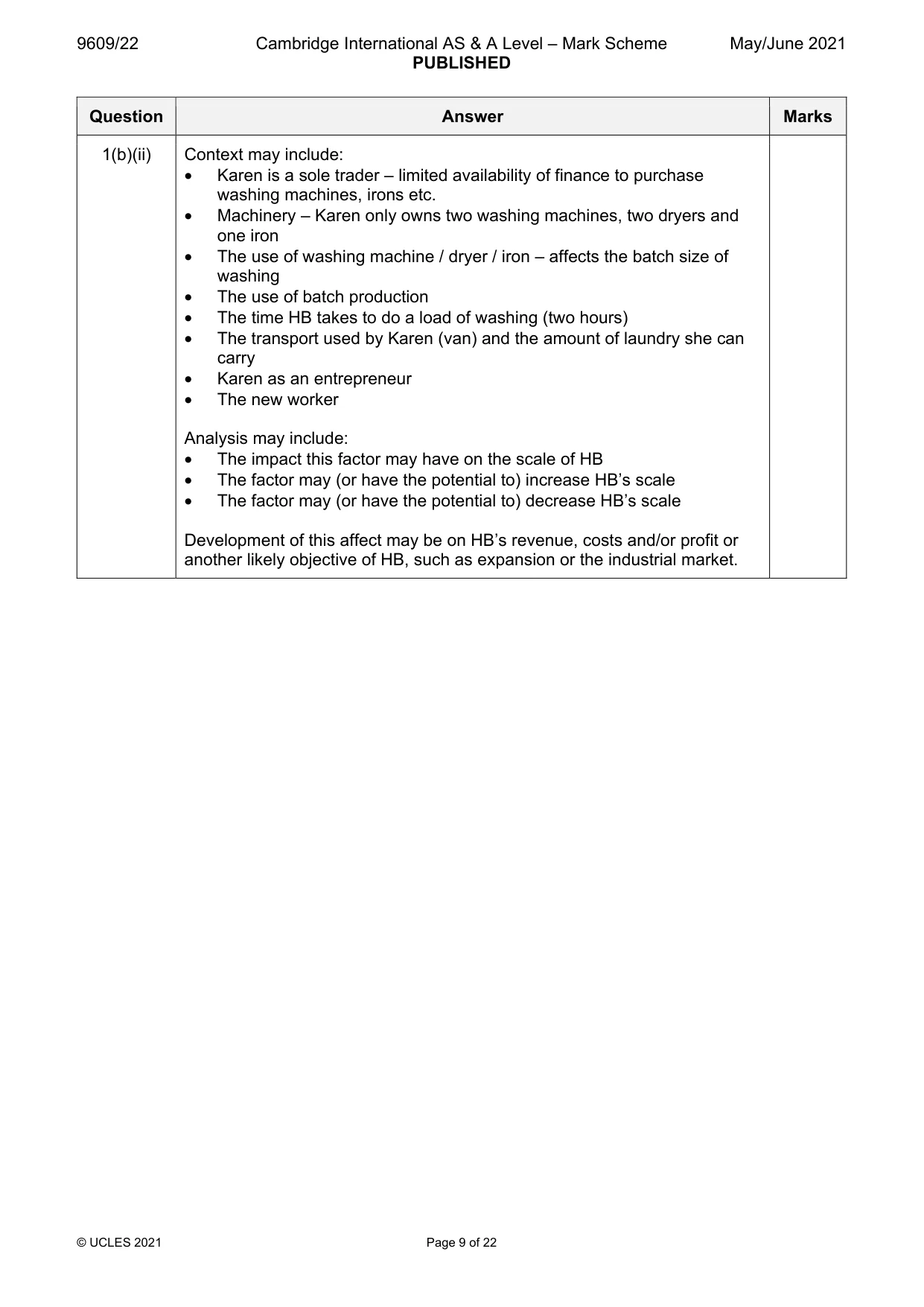 Mark scheme, page 9 of 22