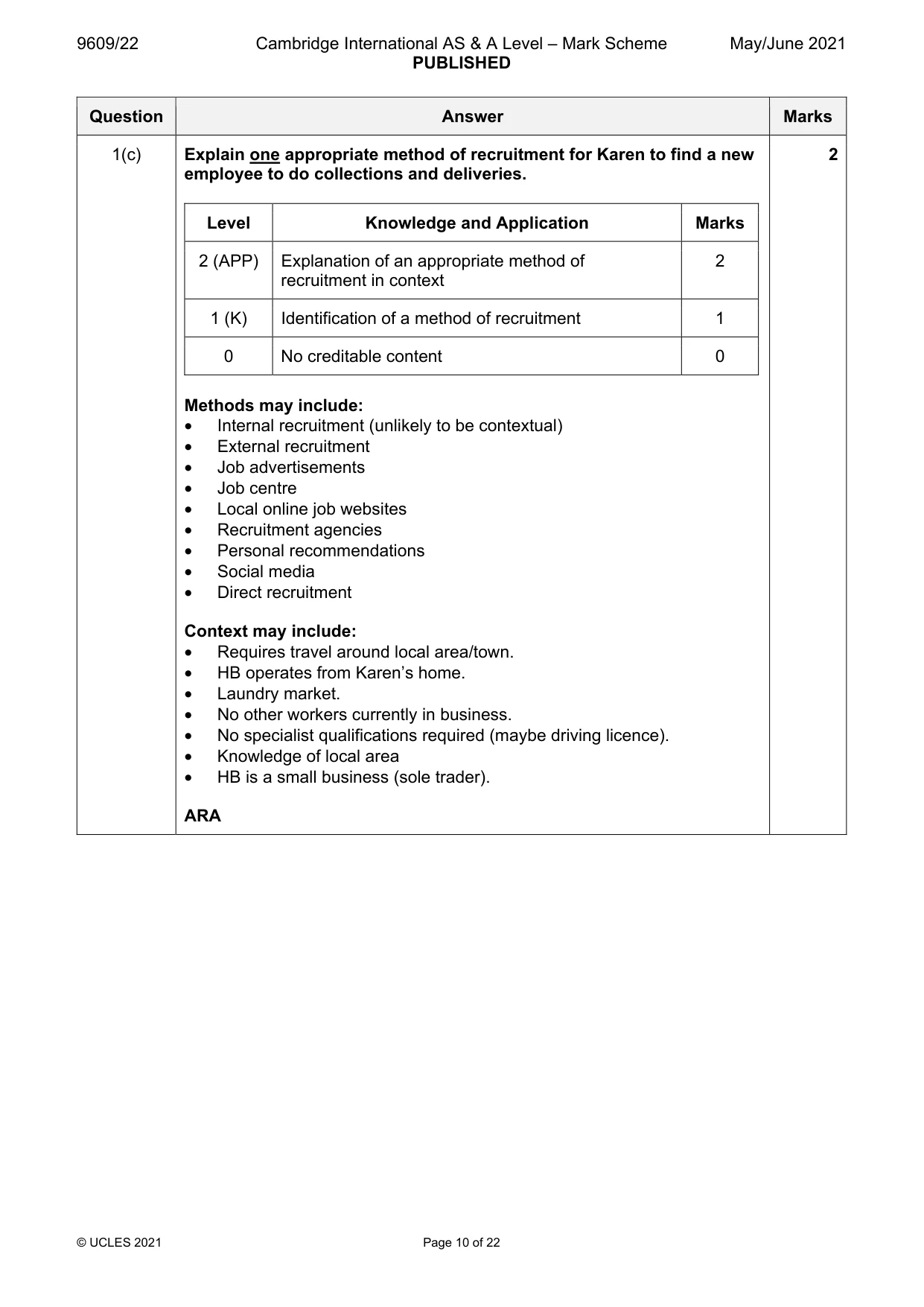 Mark scheme, page 10 of 22