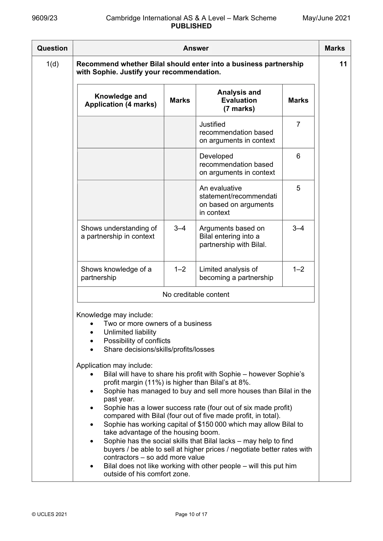 Mark scheme, page 10 of 17