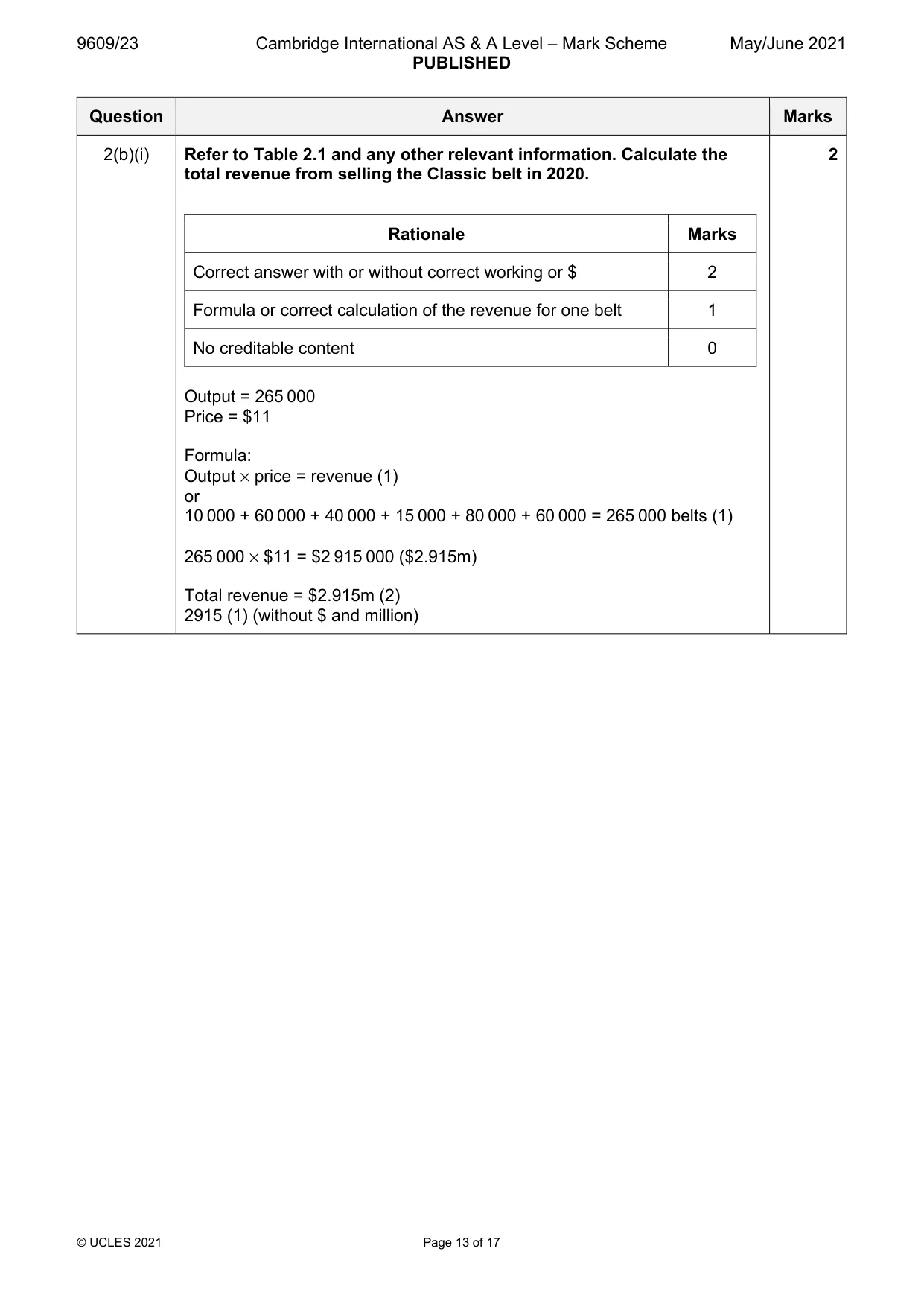 Mark scheme, page 13 of 17