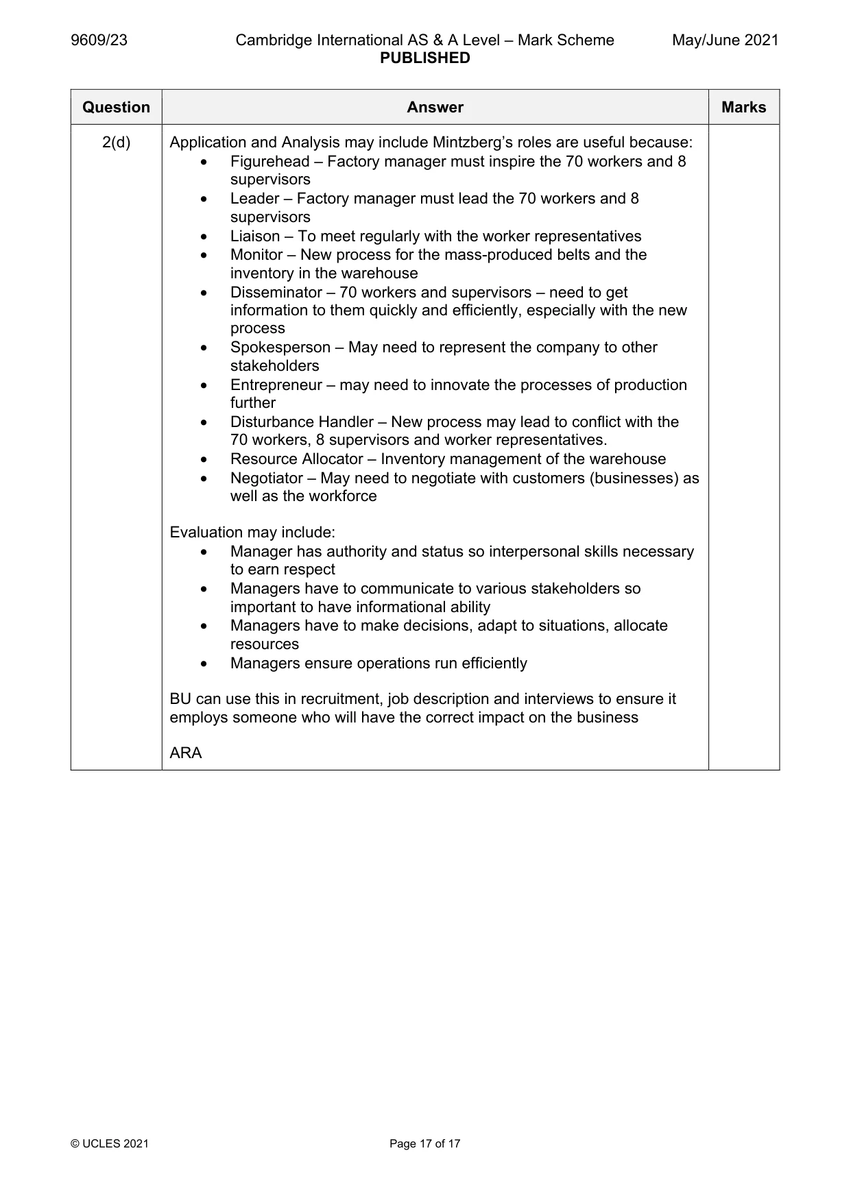 Mark scheme, page 17 of 17