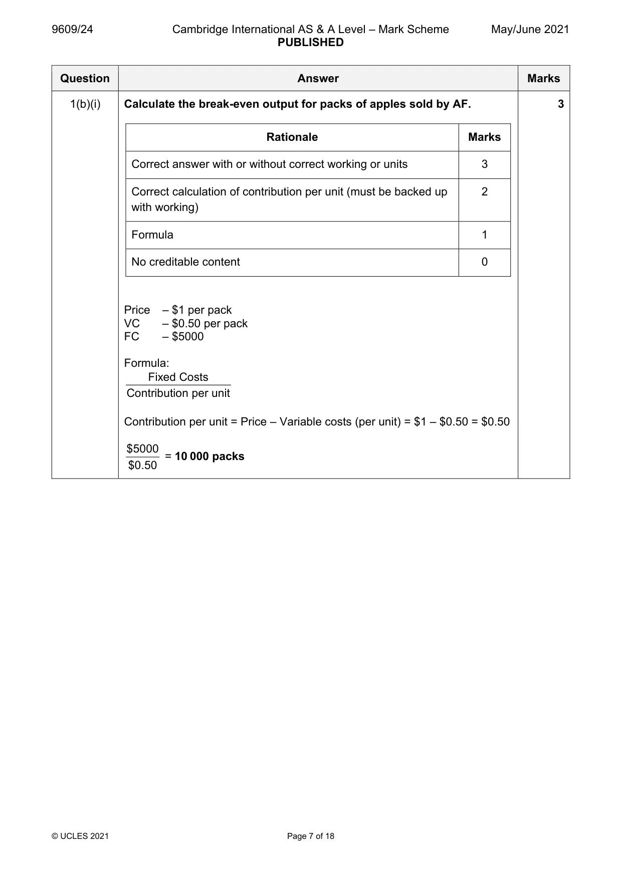 Mark scheme, page 7 of 18