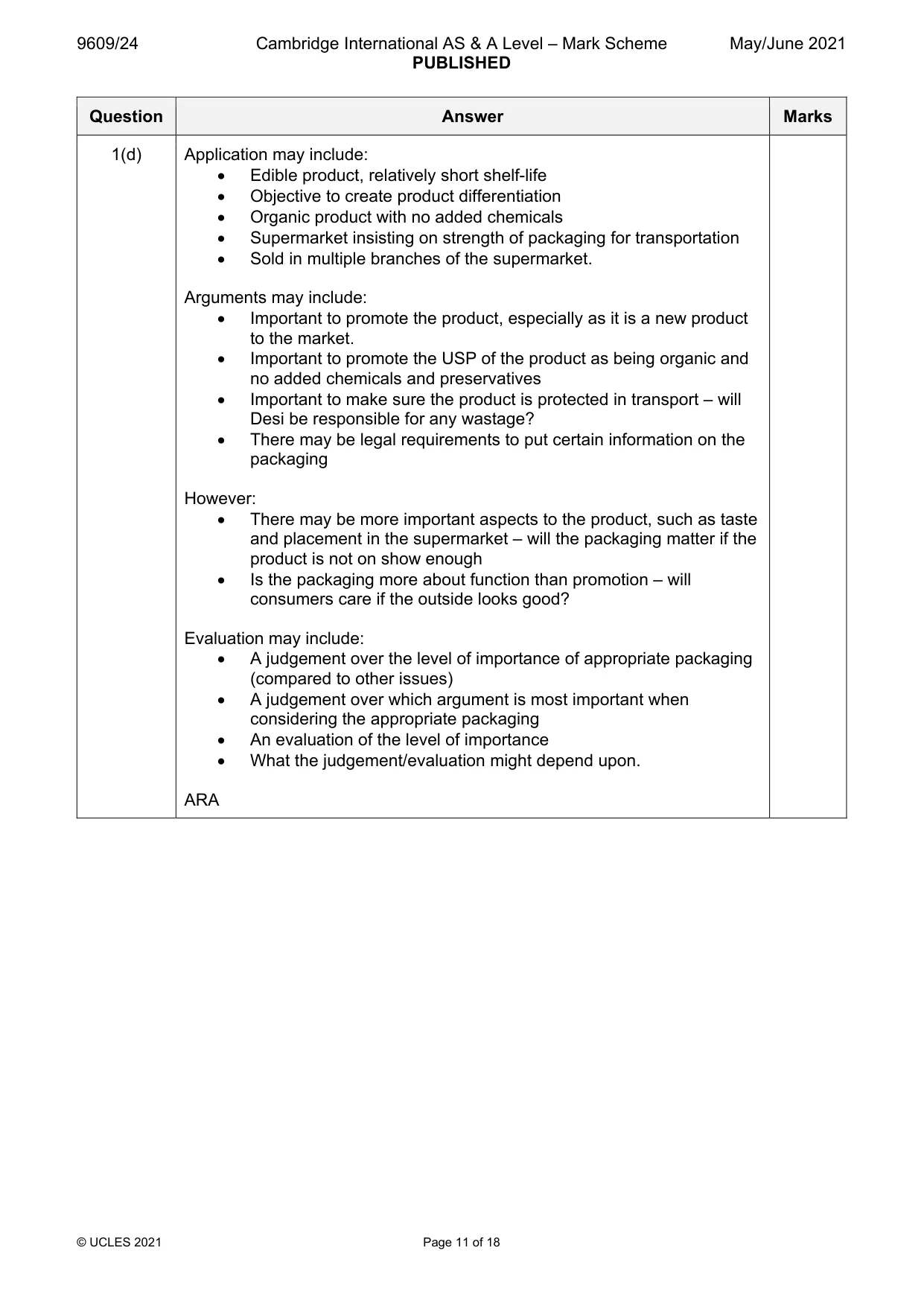 Mark scheme, page 11 of 18