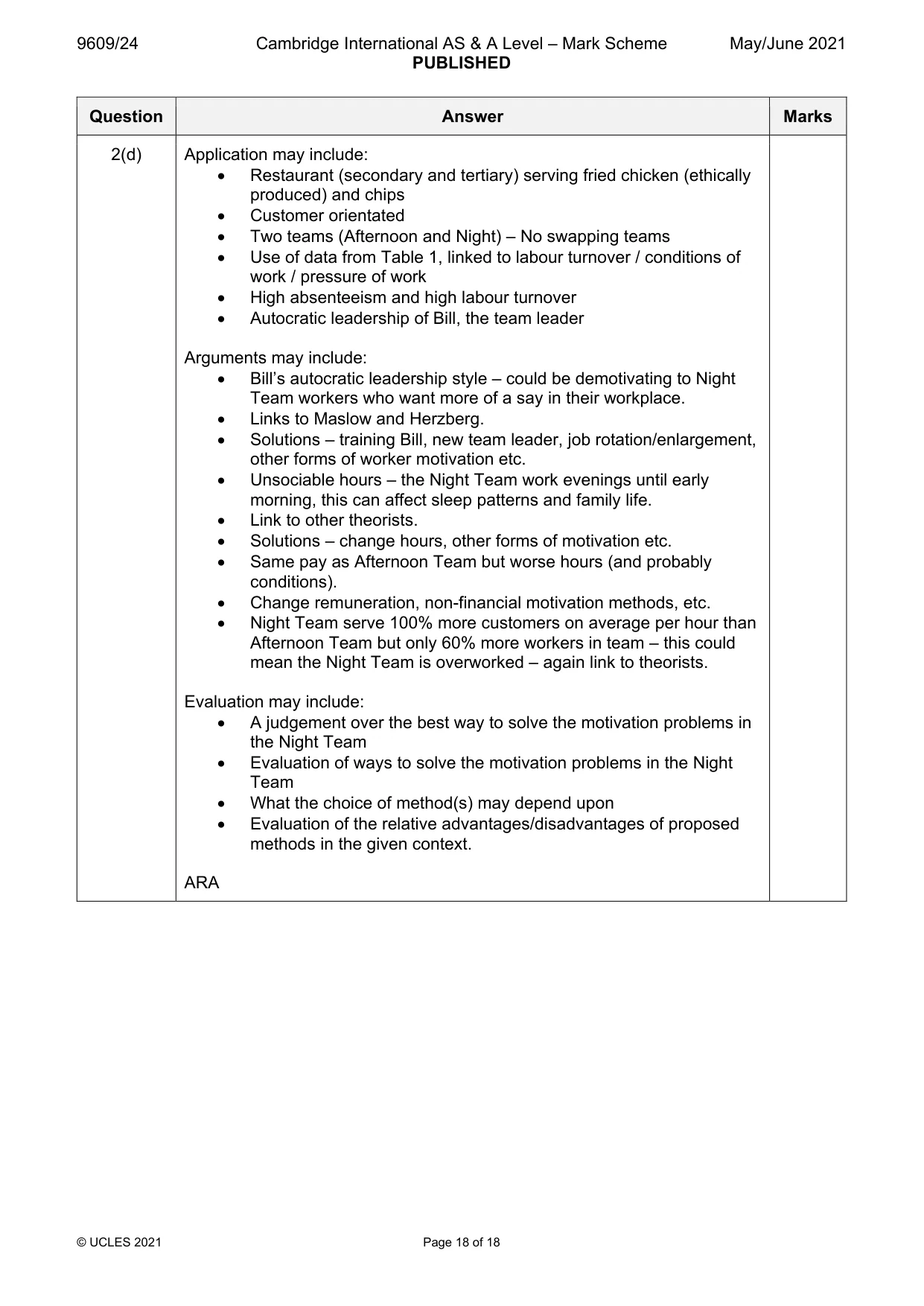 Mark scheme, page 18 of 18