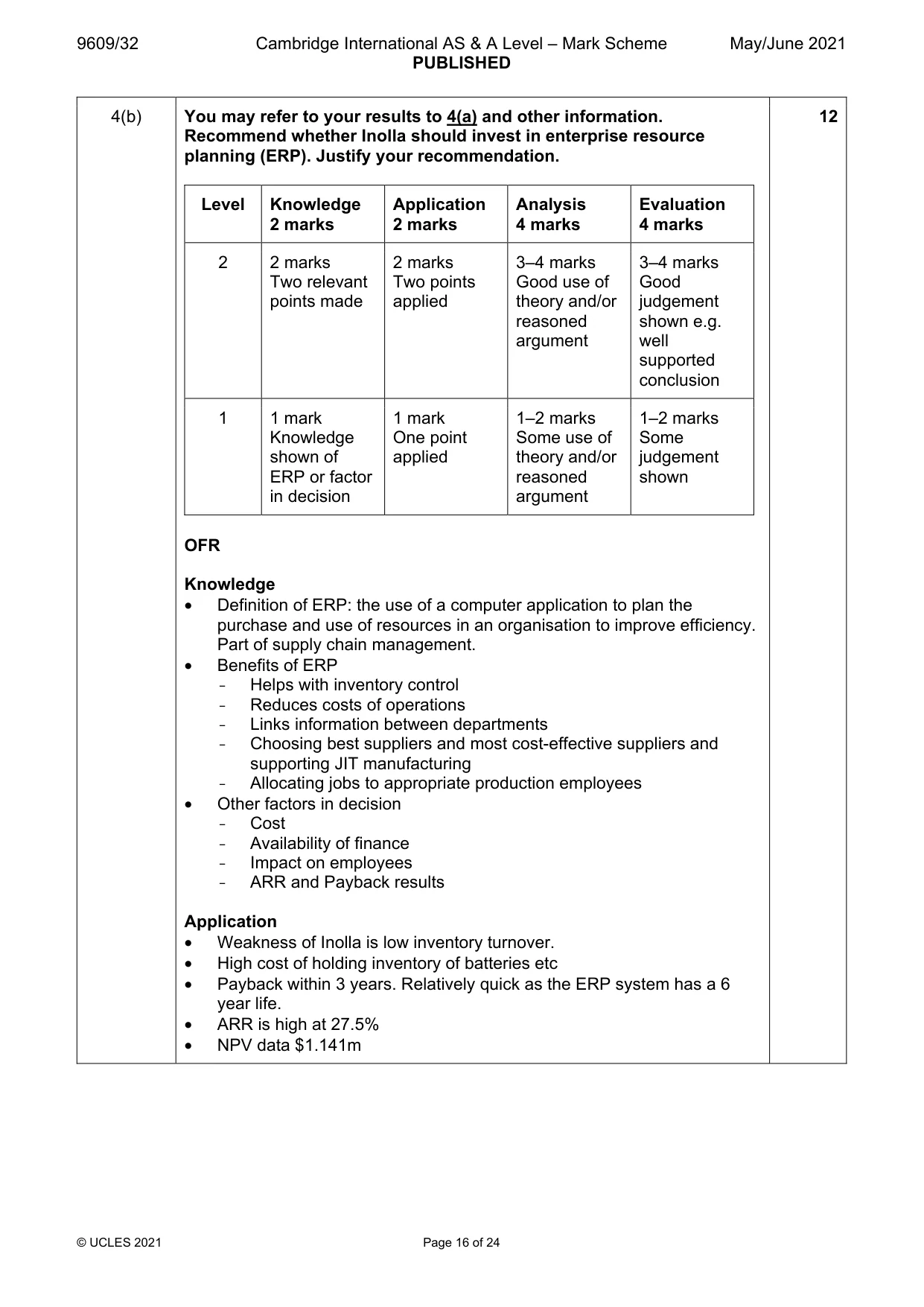 Mark scheme, page 16 of 24