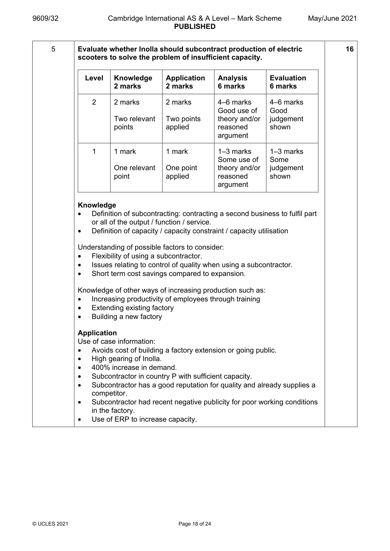 Mark scheme, page 18 of 24