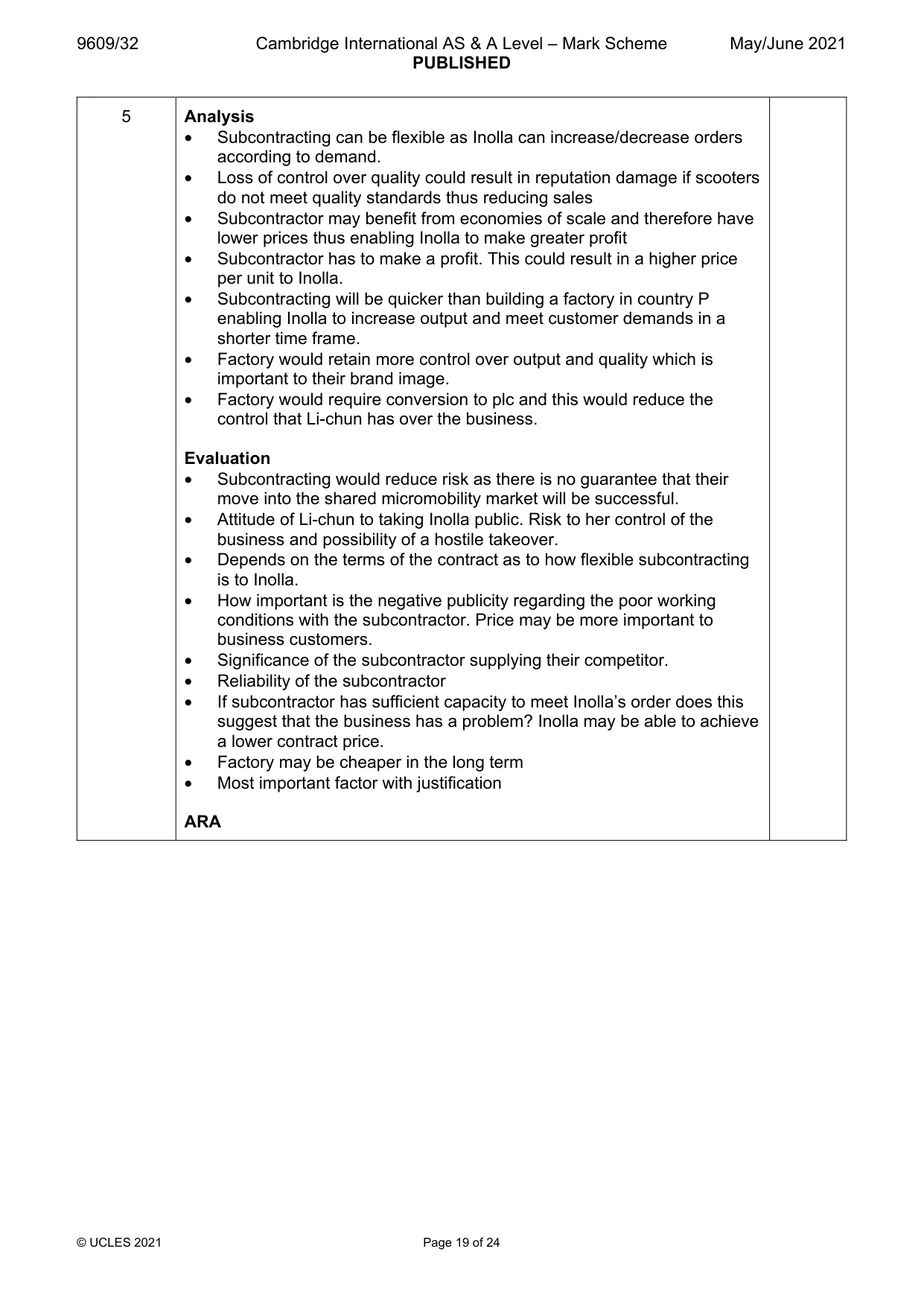 Mark scheme, page 19 of 24