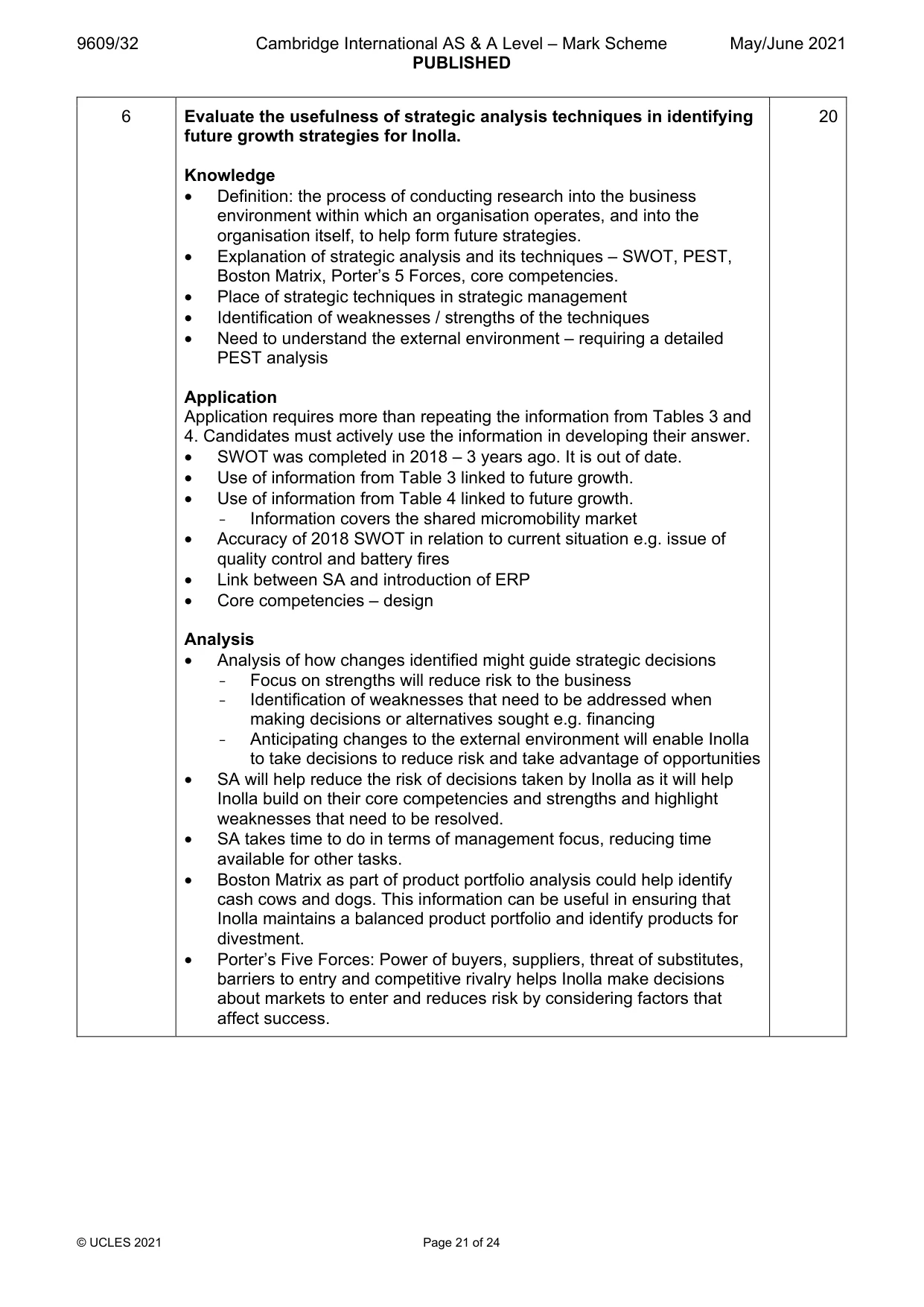 Mark scheme, page 21 of 24