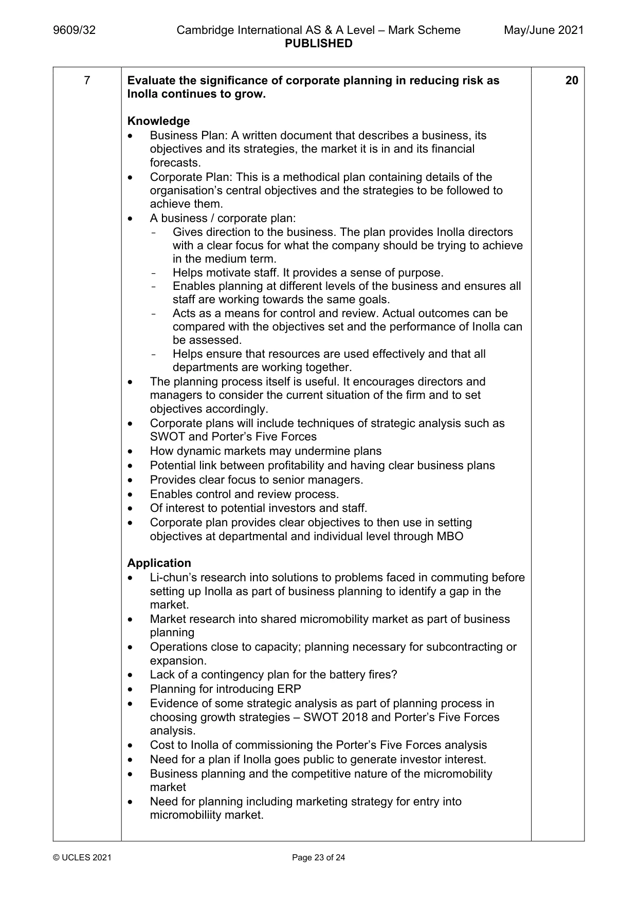 Mark scheme, page 23 of 24