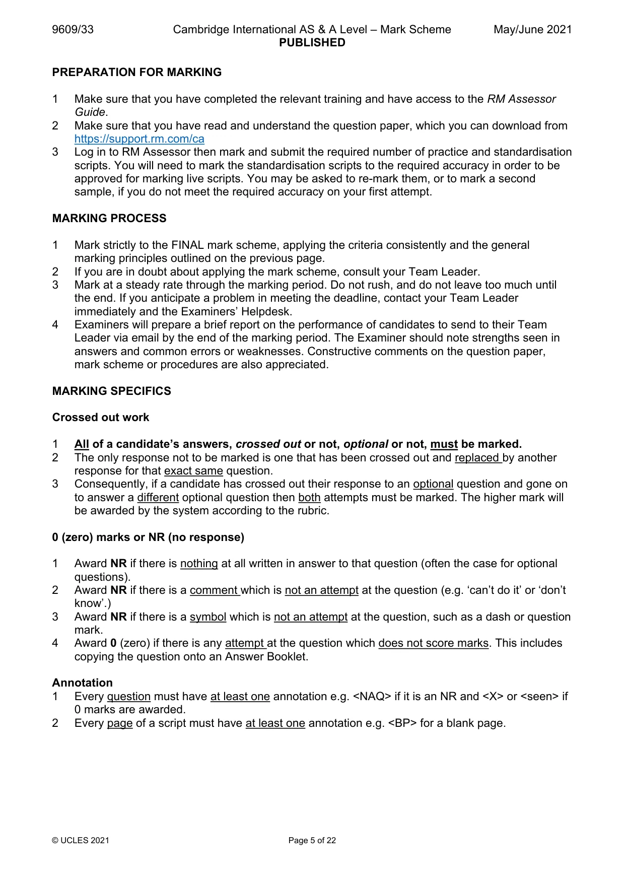 Mark scheme, page 5 of 22