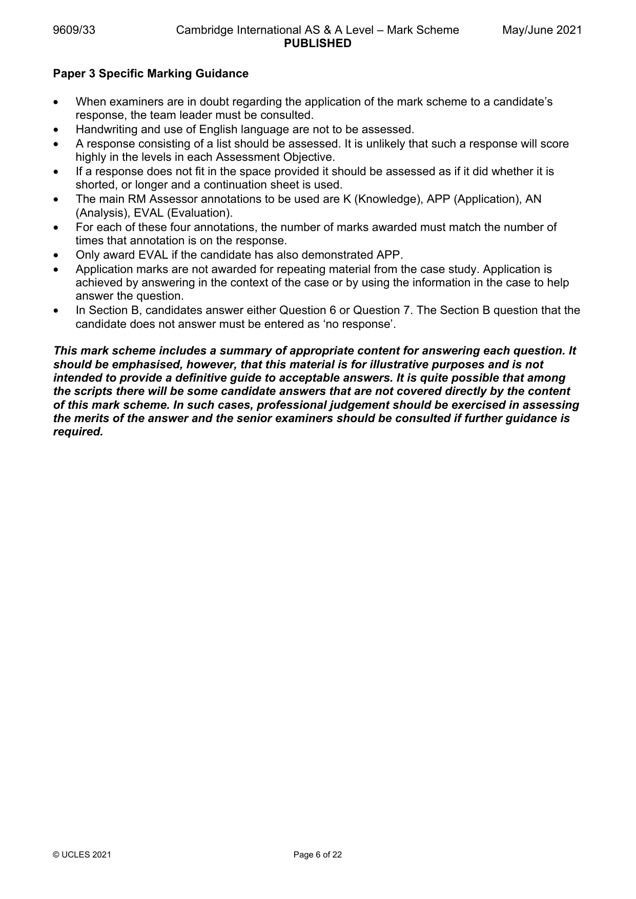 Mark scheme, page 6 of 22