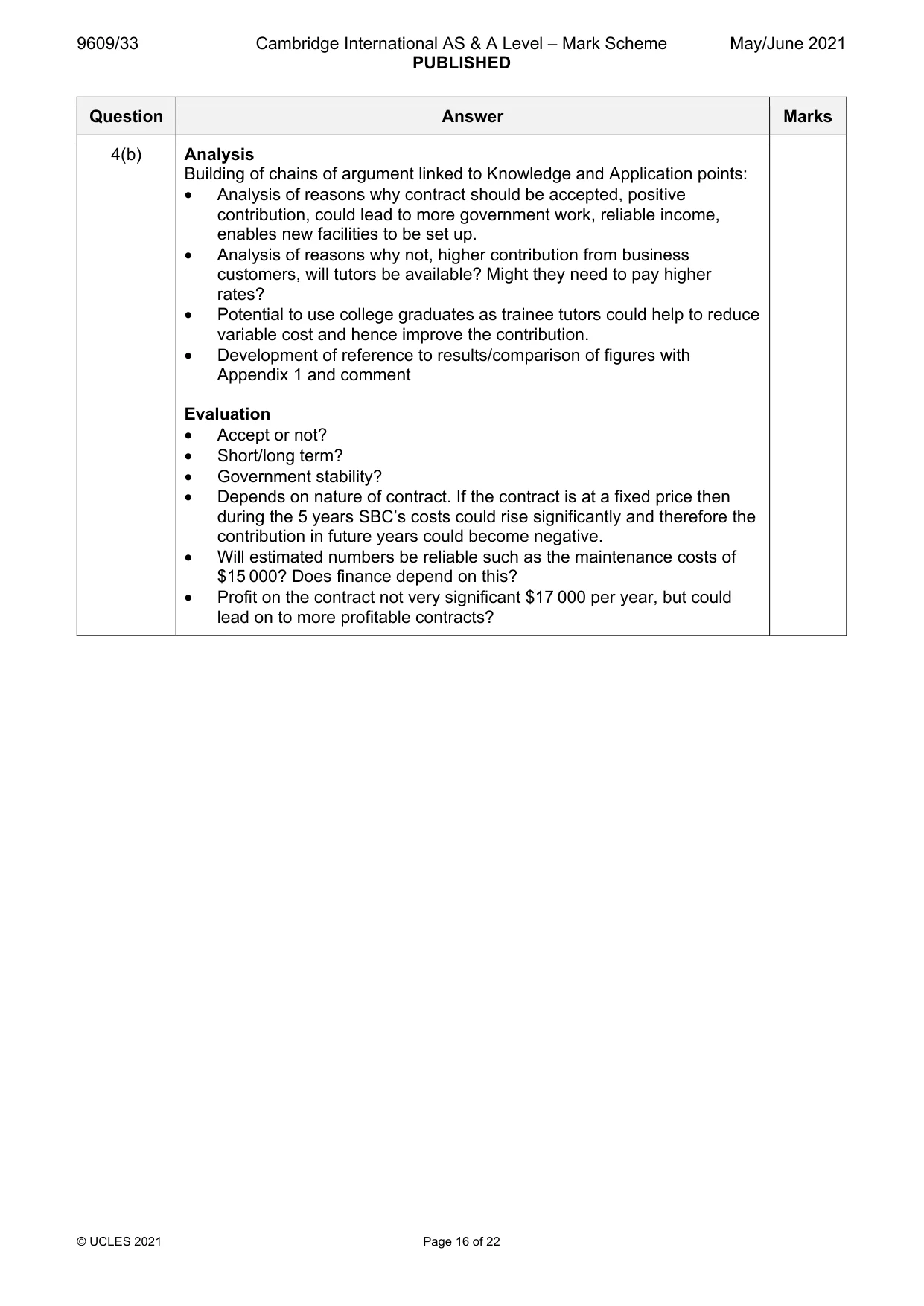 Mark scheme, page 16 of 22