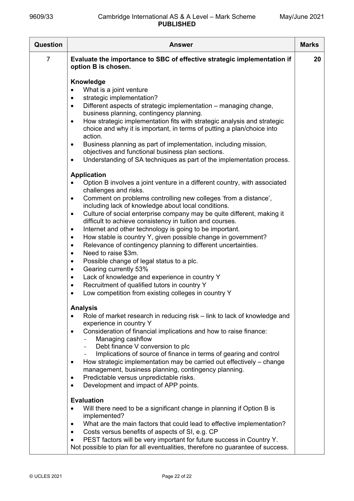 Mark scheme, page 22 of 22