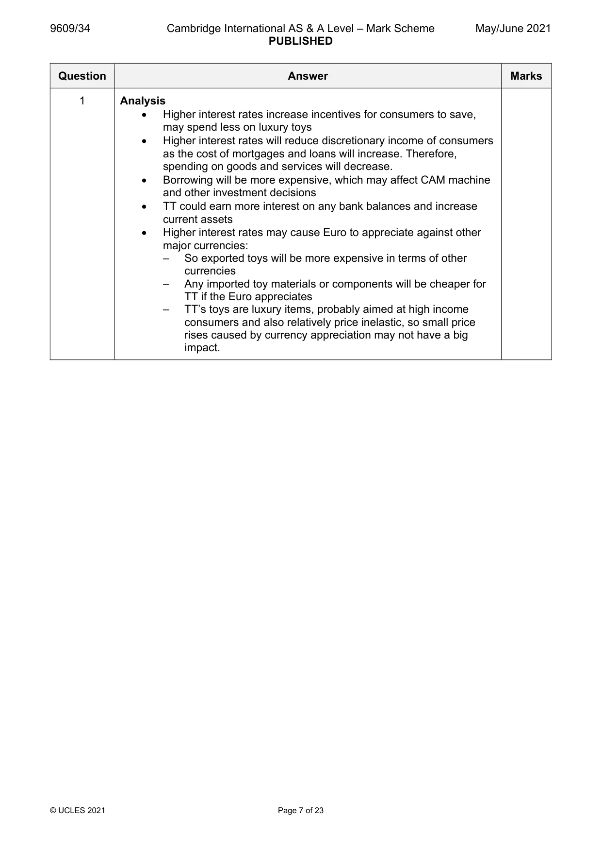 Mark scheme, page 7 of 23