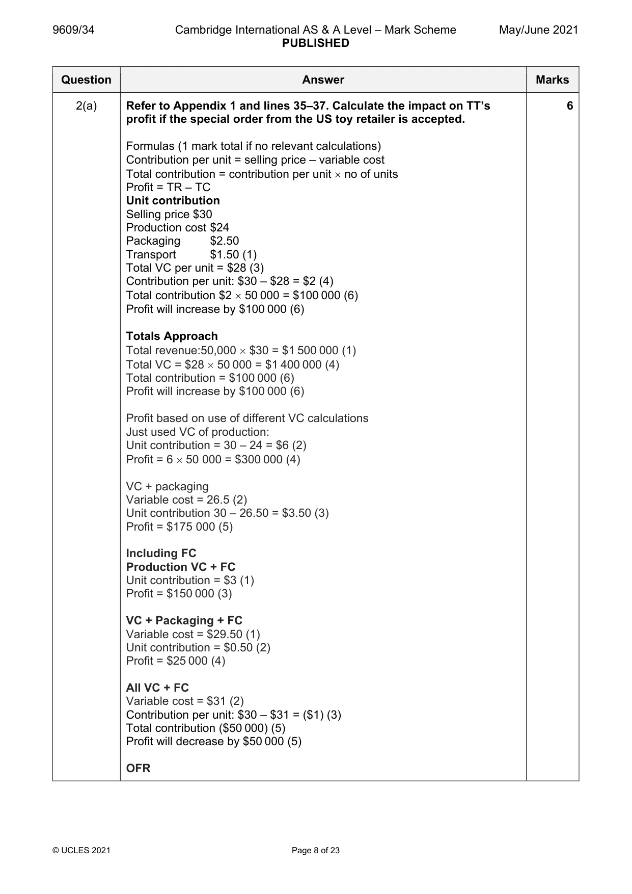 Mark scheme, page 8 of 23