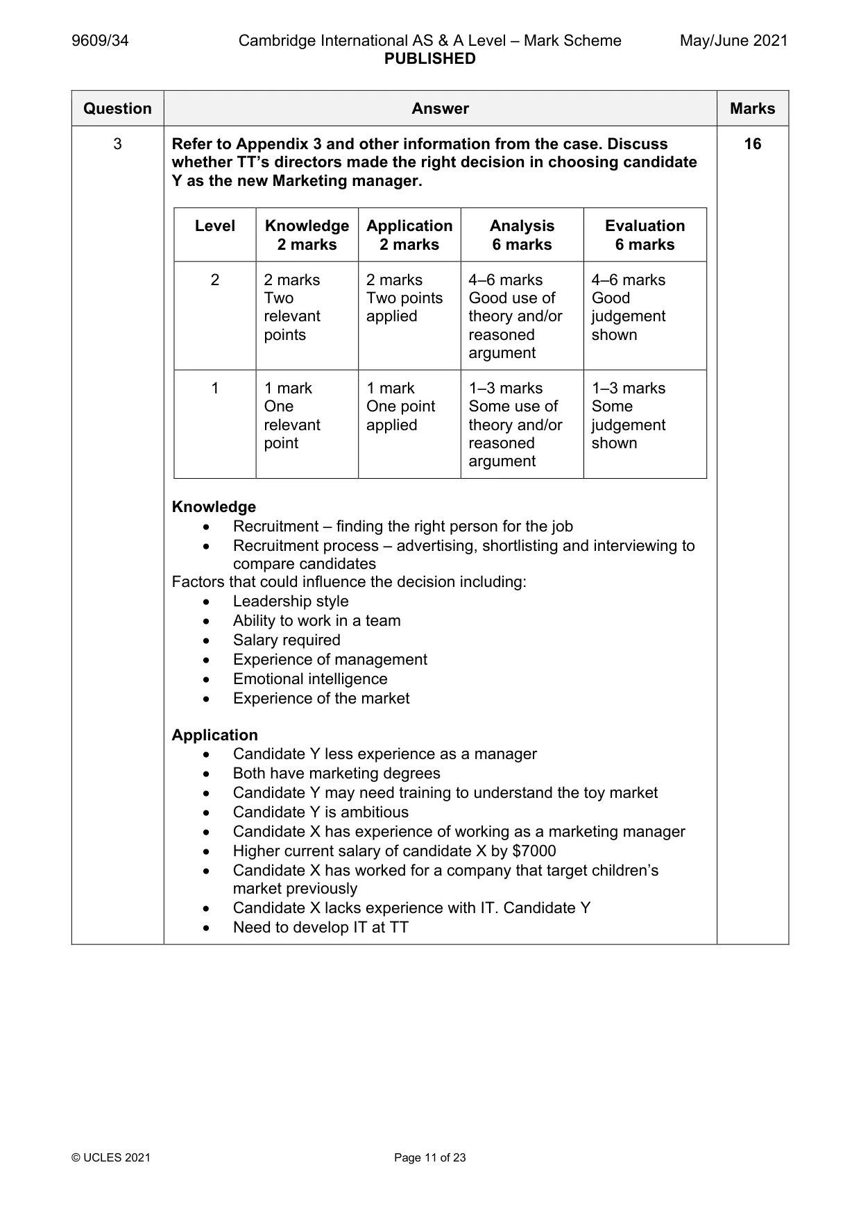Mark scheme, page 11 of 23