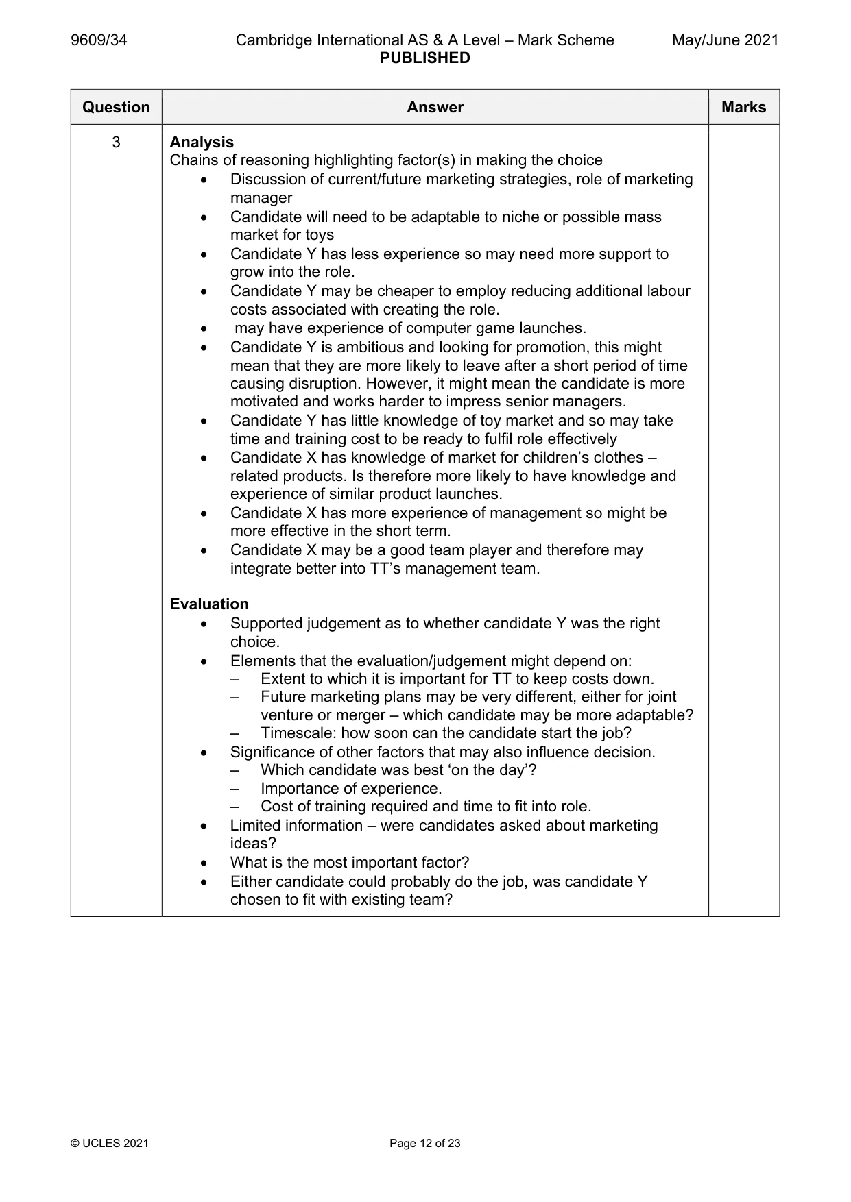 Mark scheme, page 12 of 23