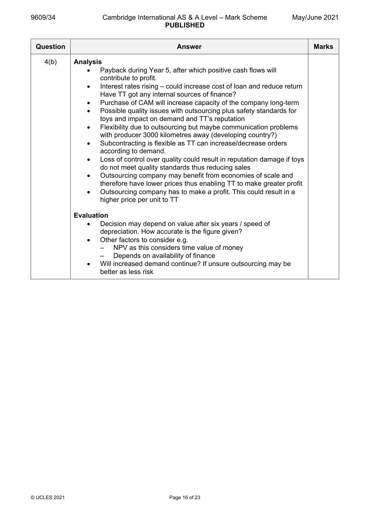 Mark scheme, page 16 of 23