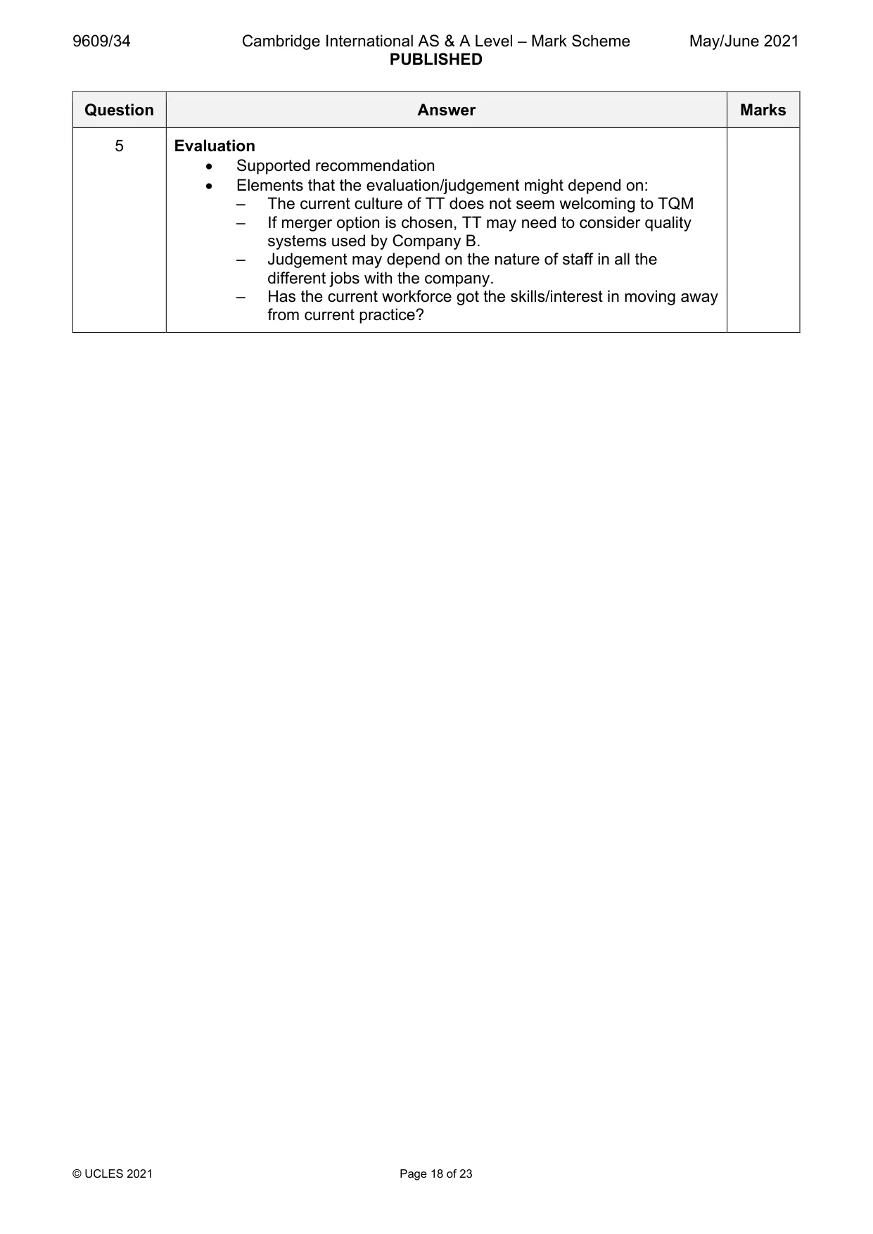 Mark scheme, page 18 of 23