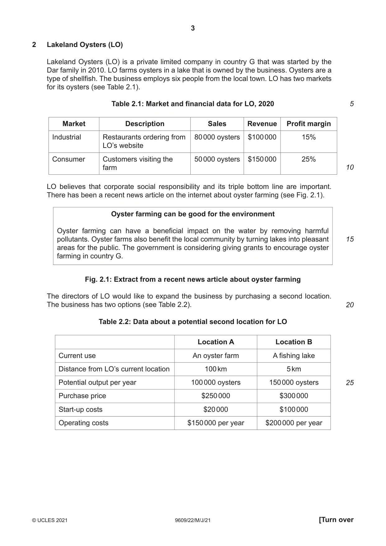 Cambridge A Level Business (for first examination in 2016) 9609 2021 May/June Paper 2 · Variant 2 question paper, page 3 of 4