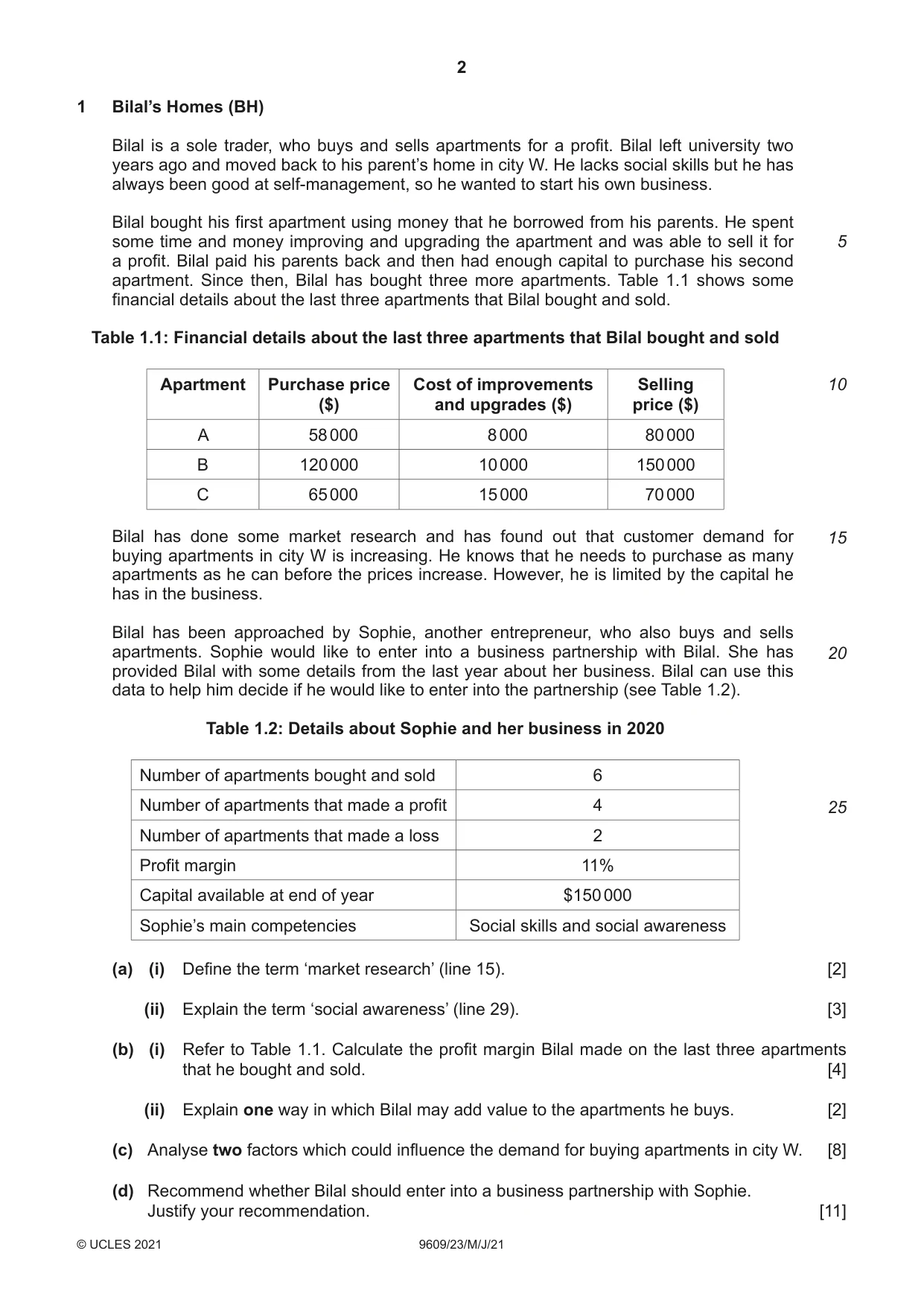 Cambridge A Level Business (for first examination in 2016) 9609 2021 May/June Paper 2 · Variant 3 question paper, page 2 of 4