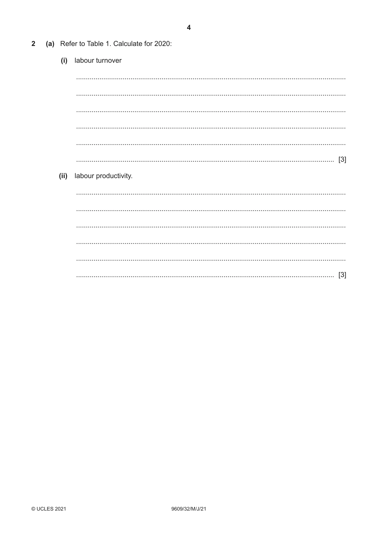 Cambridge A Level Business (for first examination in 2016) 9609 2021 May/June Paper 3 · Variant 2 question paper, page 4 of 20