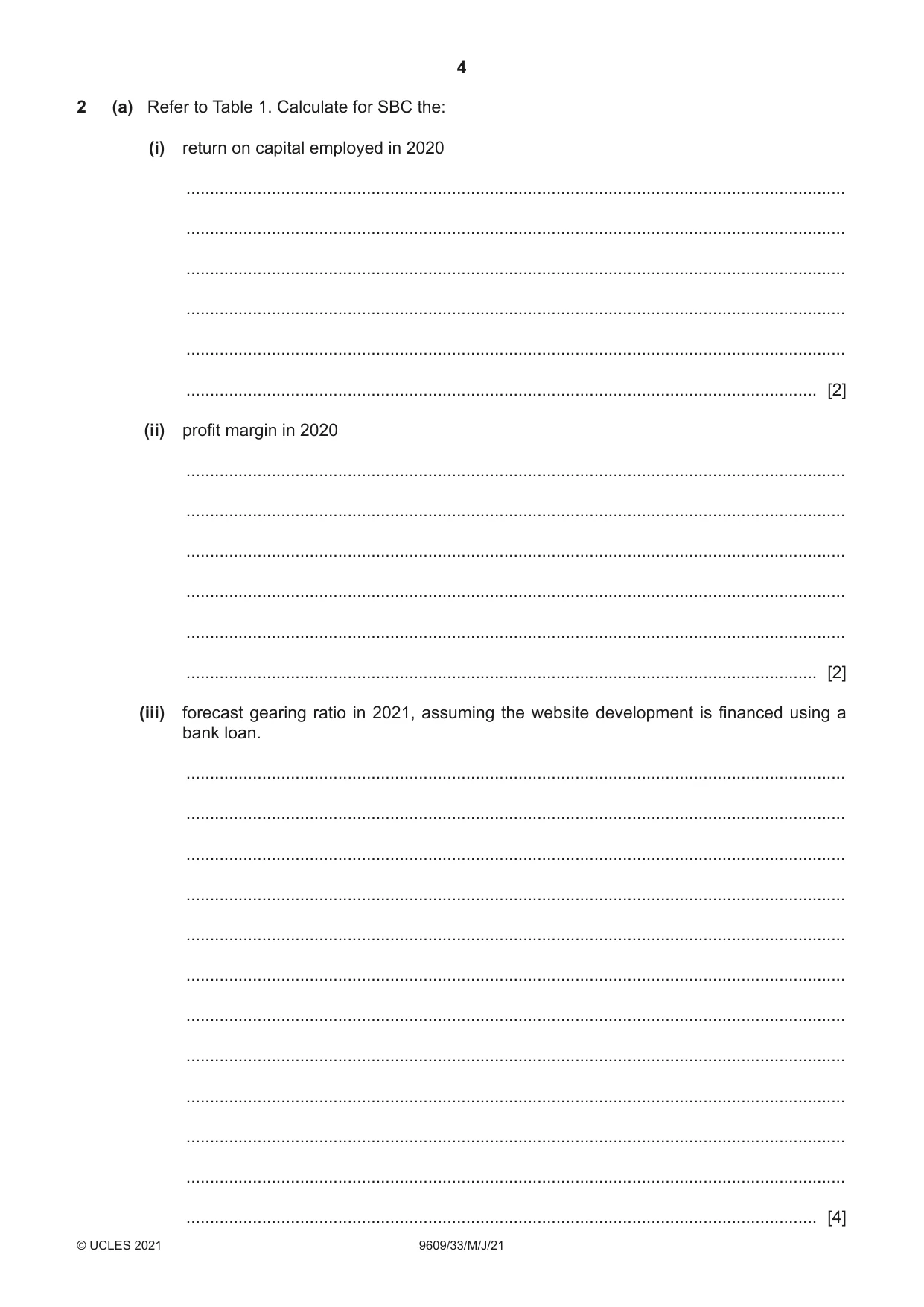 Cambridge A Level Business (for first examination in 2016) 9609 2021 May/June Paper 3 · Variant 3 question paper, page 4 of 20