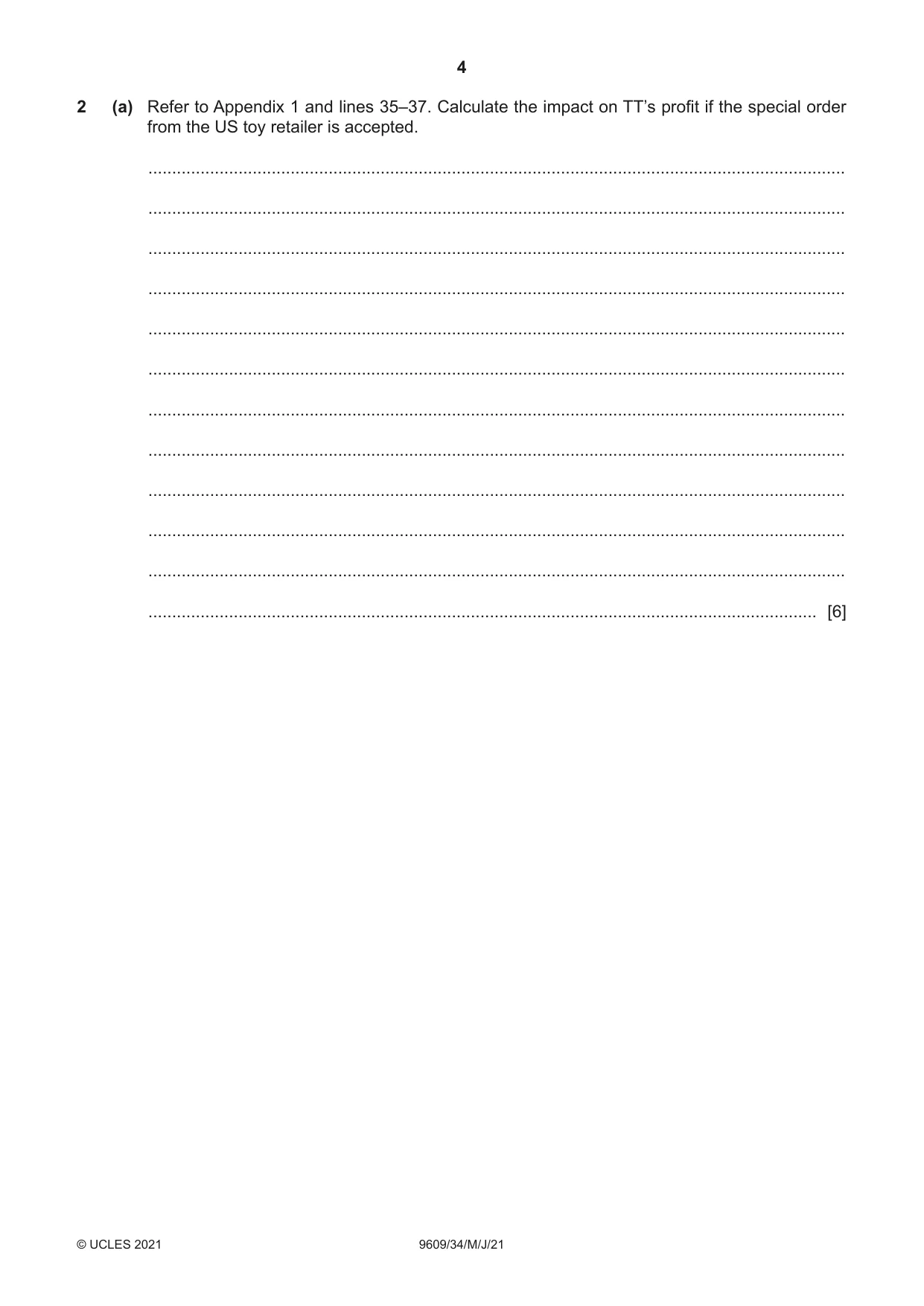 Cambridge A Level Business (for first examination in 2016) 9609 2021 May/June Paper 3 · Variant 4 question paper, page 4 of 20