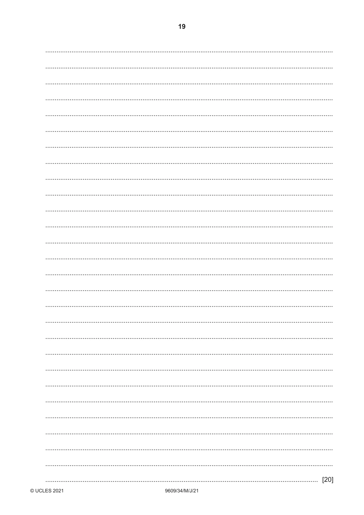Cambridge A Level Business (for first examination in 2016) 9609 2021 May/June Paper 3 · Variant 4 question paper, page 19 of 20