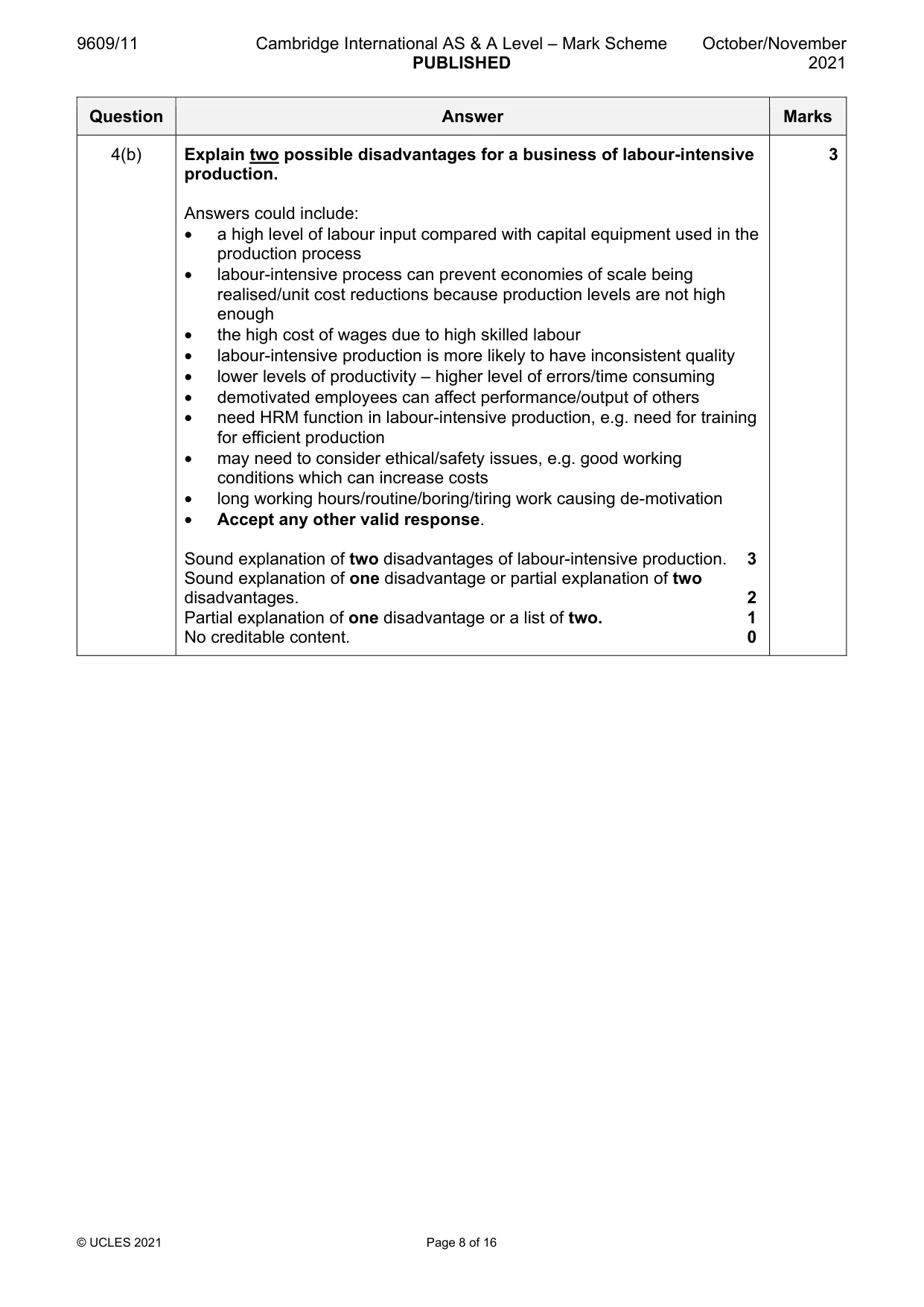 Mark scheme, page 8 of 16