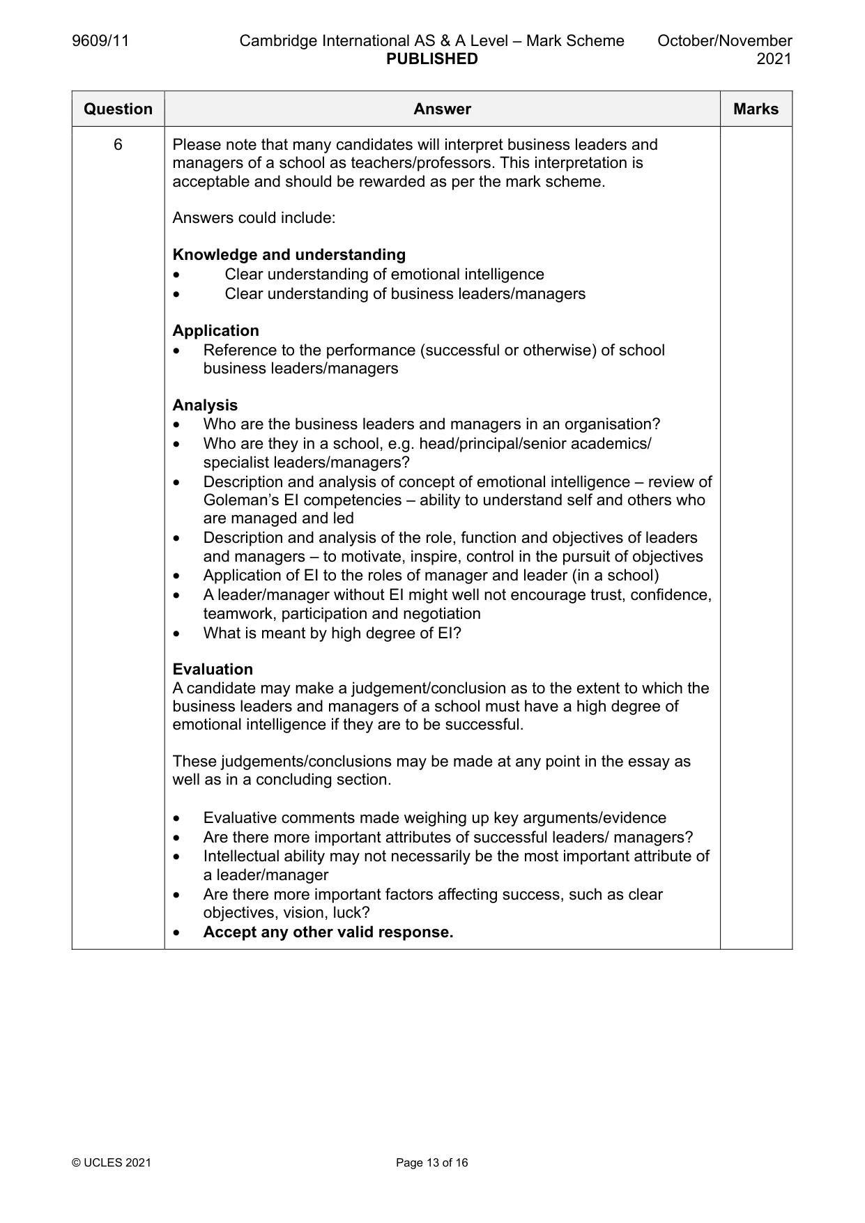 Mark scheme, page 13 of 16