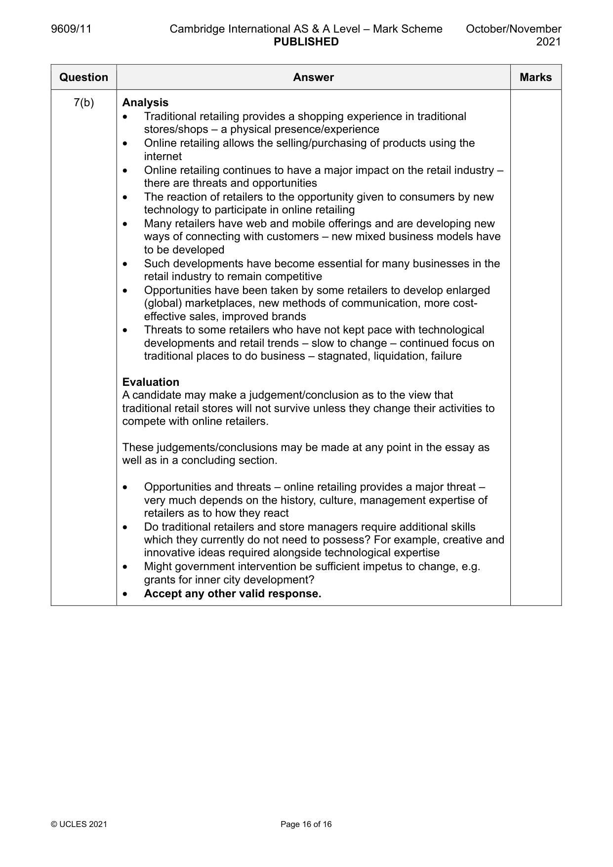 Mark scheme, page 16 of 16