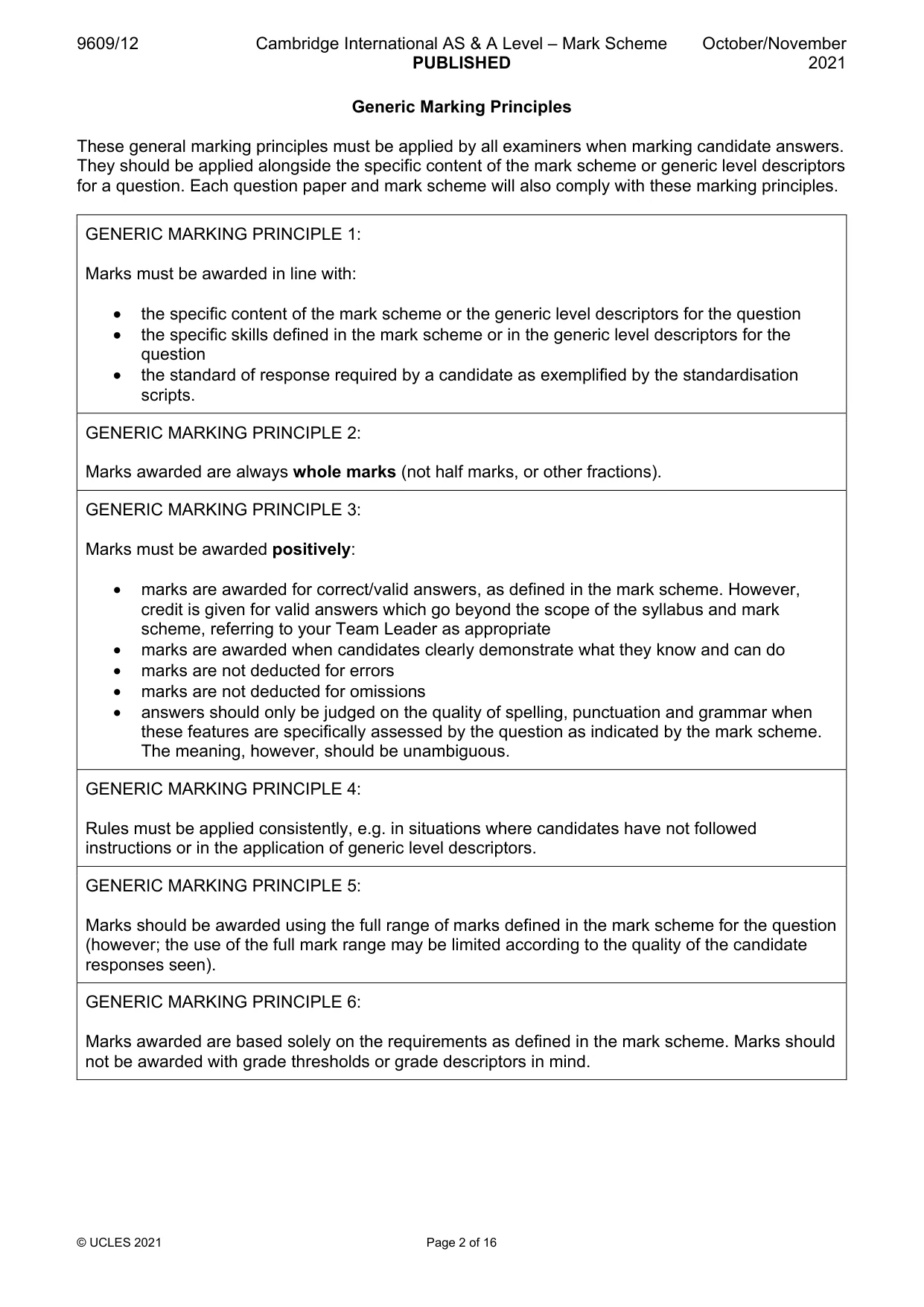 Mark scheme, page 2 of 16