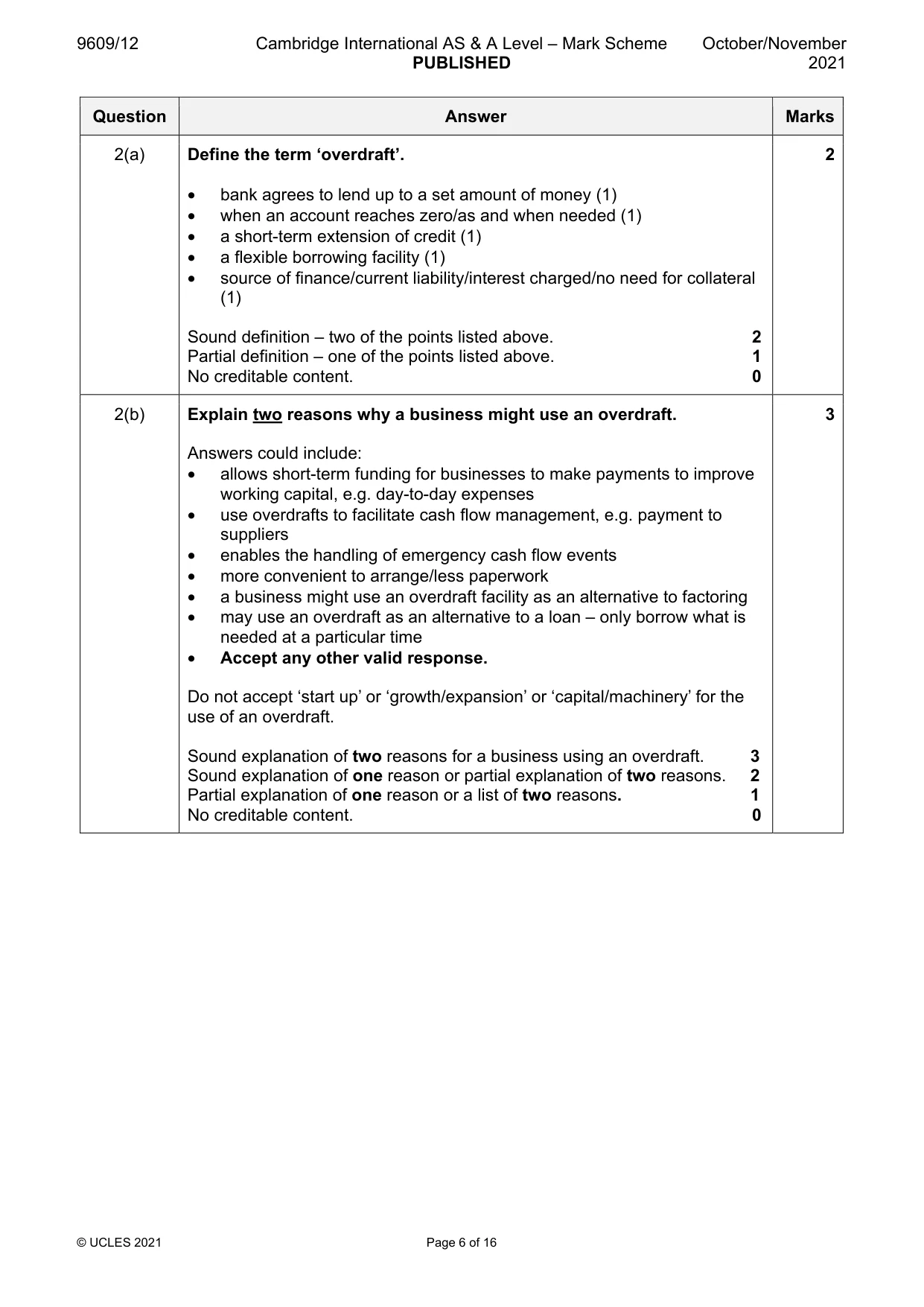 Mark scheme, page 6 of 16