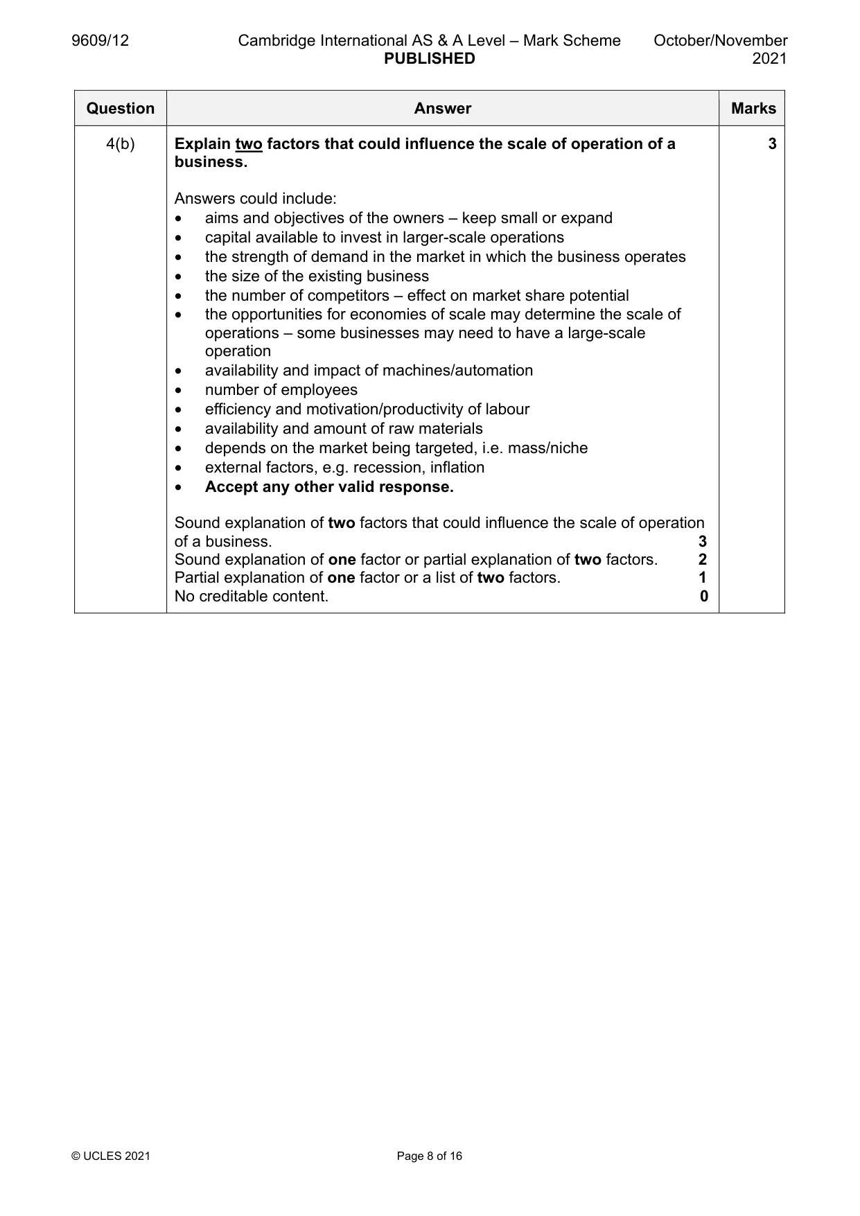 Mark scheme, page 8 of 16