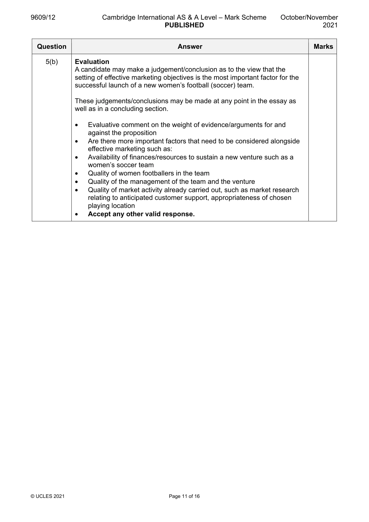 Mark scheme, page 11 of 16