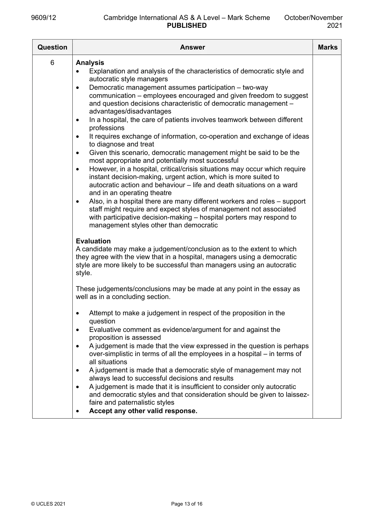 Mark scheme, page 13 of 16