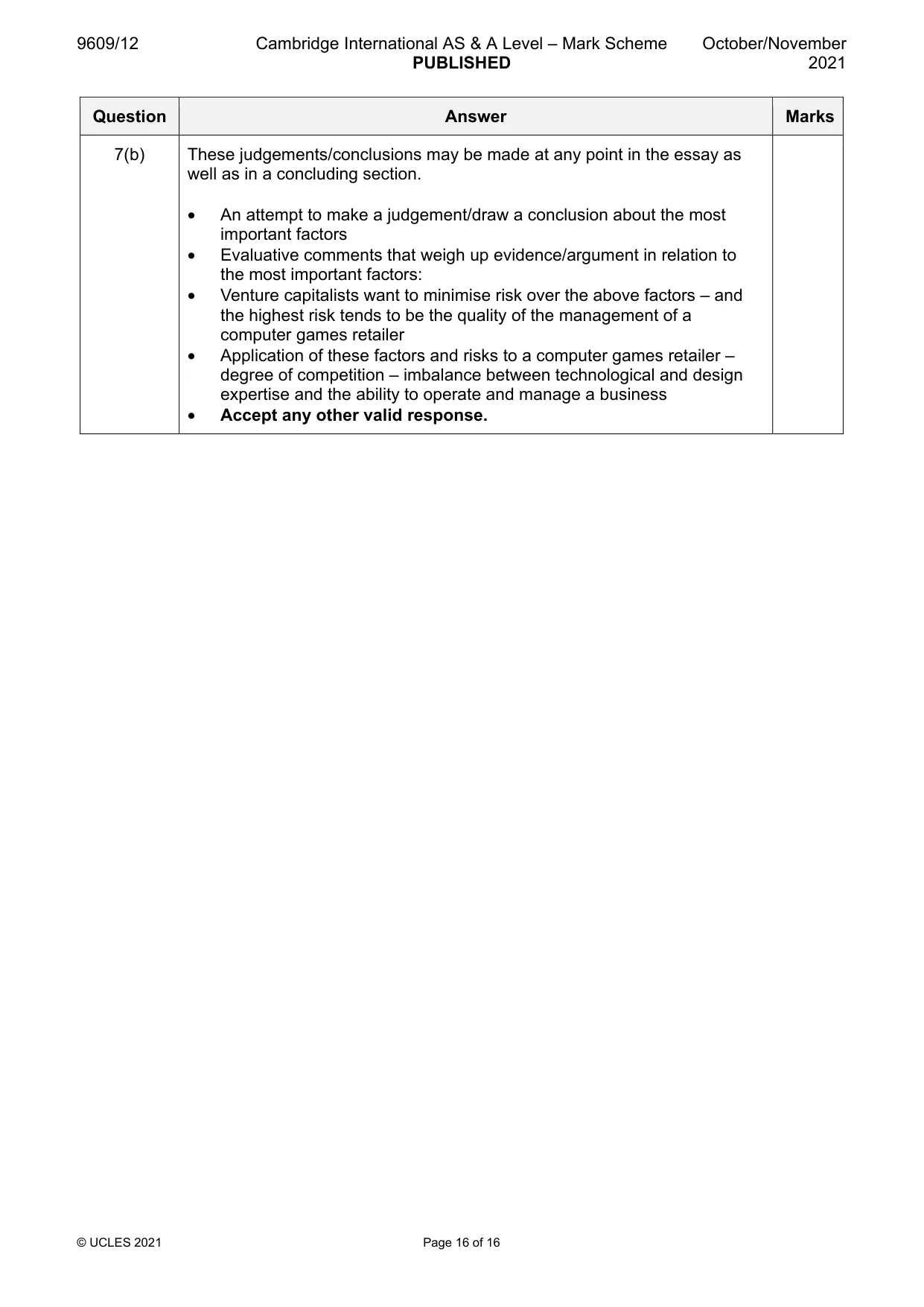 Mark scheme, page 16 of 16