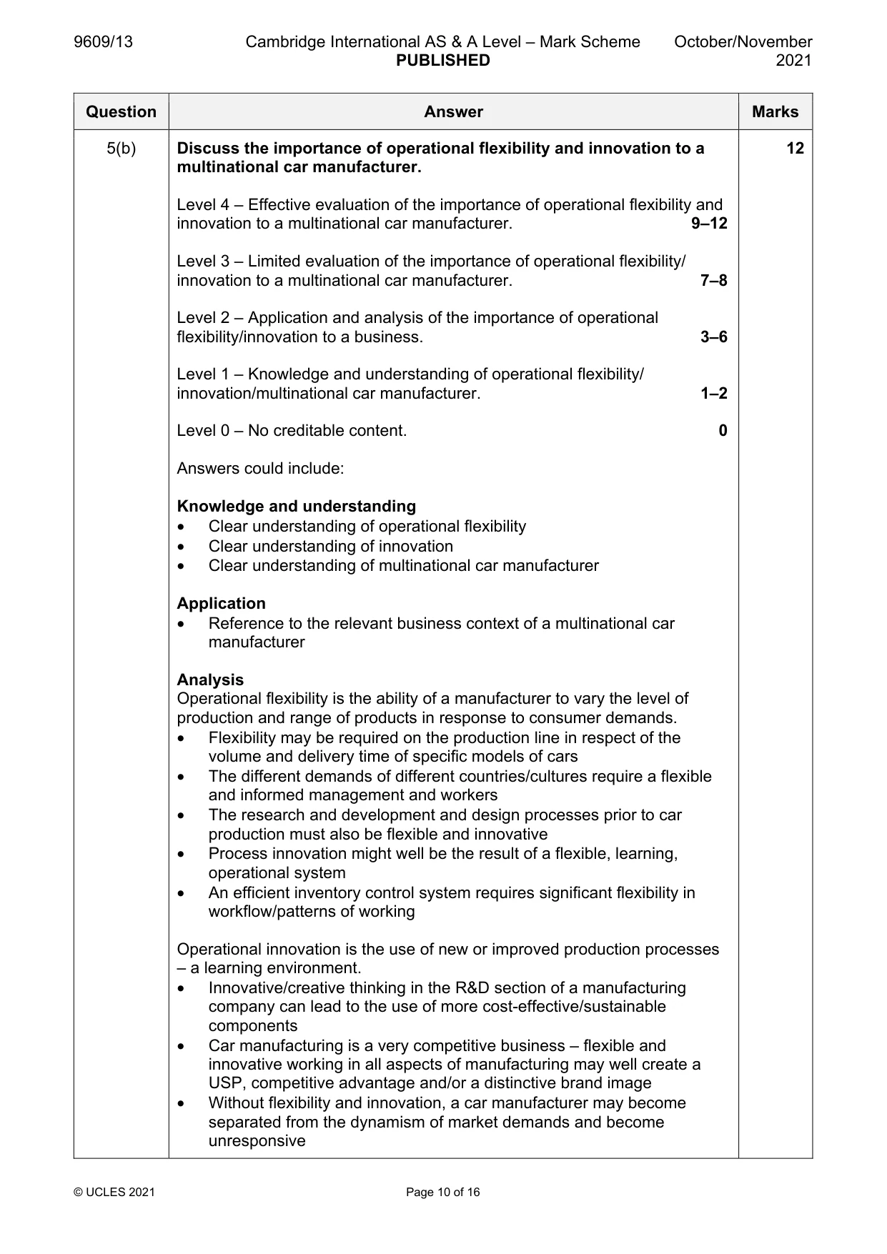 Mark scheme, page 10 of 16