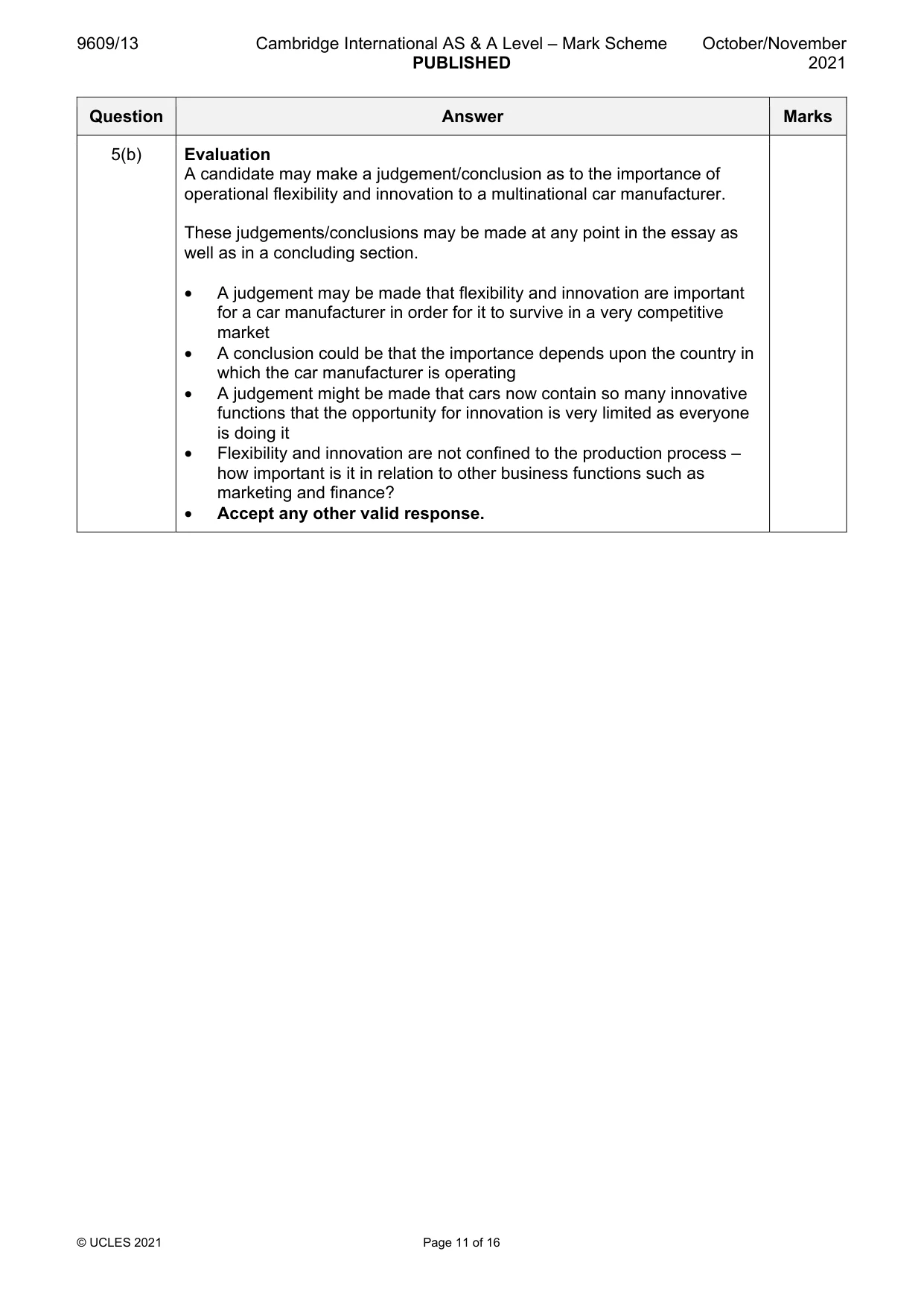 Mark scheme, page 11 of 16