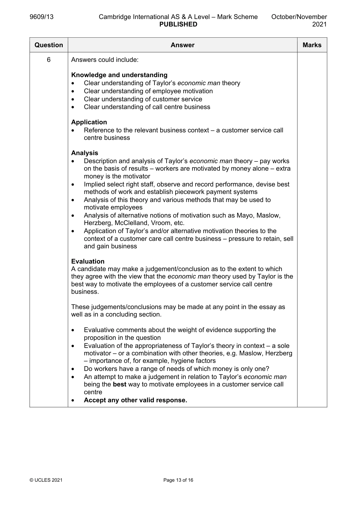 Mark scheme, page 13 of 16
