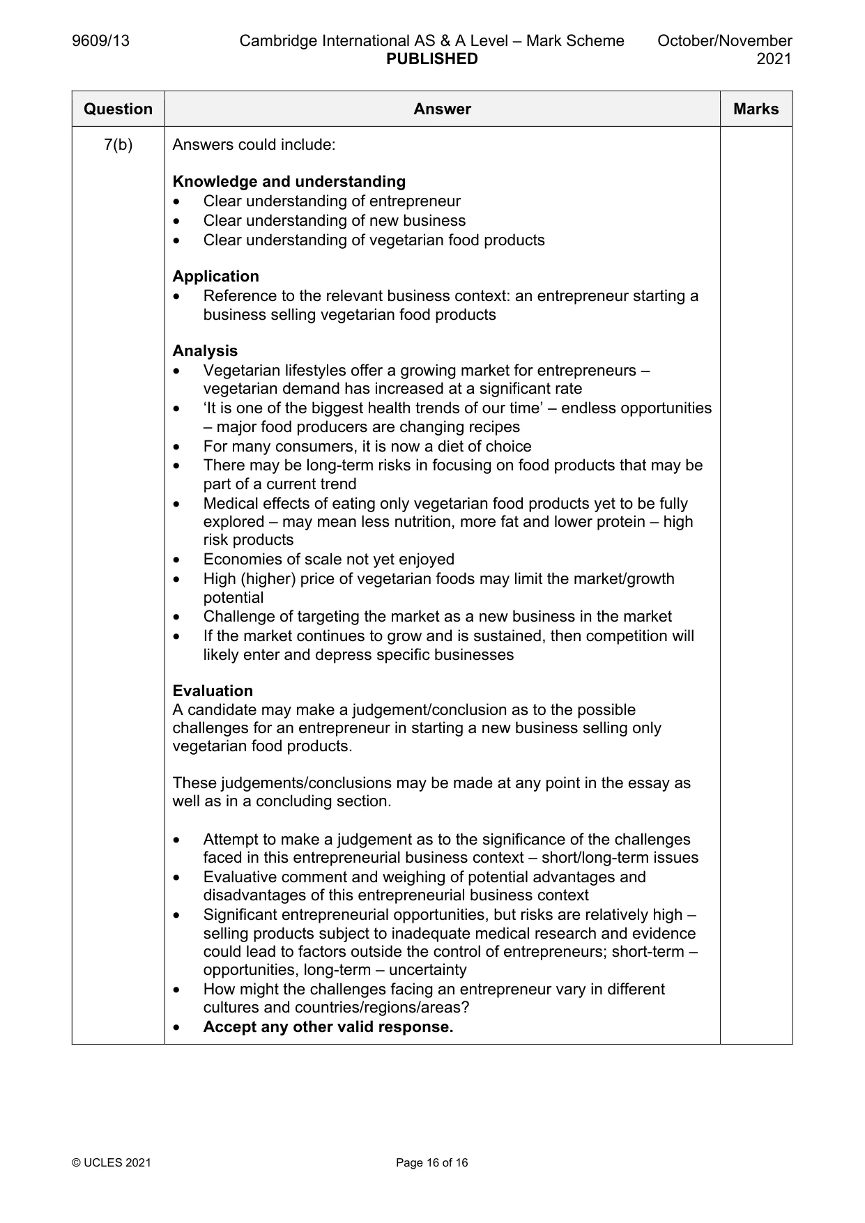 Mark scheme, page 16 of 16