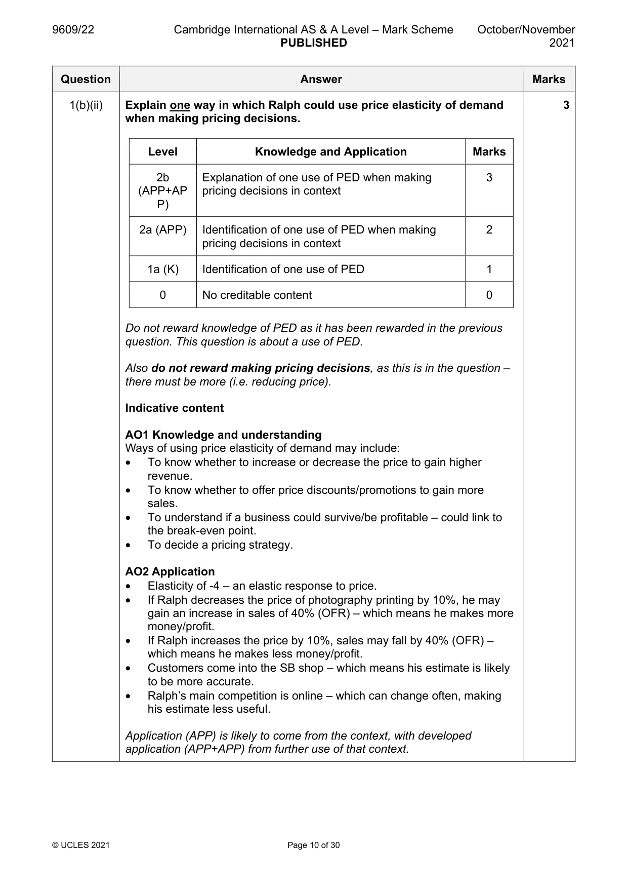 Mark scheme, page 10 of 30