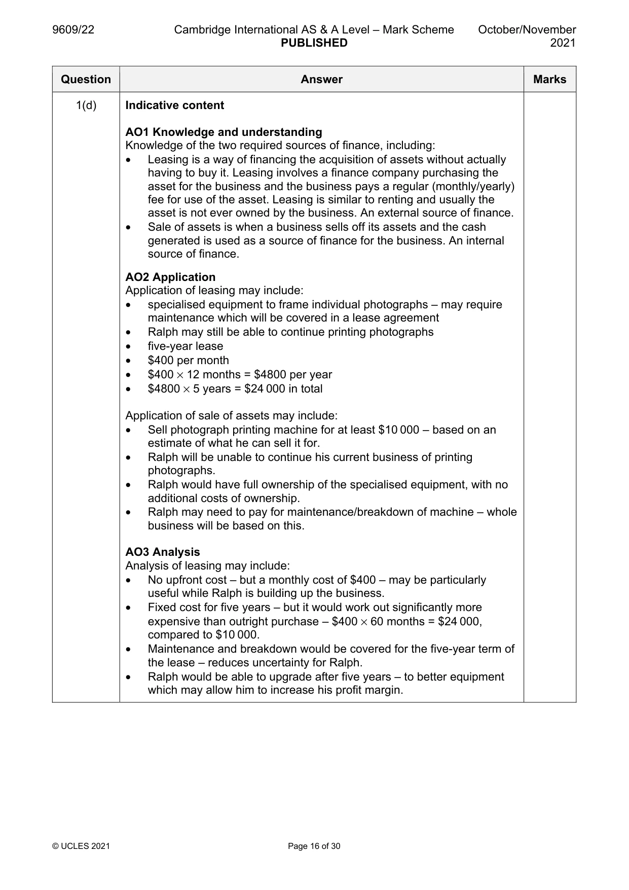 Mark scheme, page 16 of 30