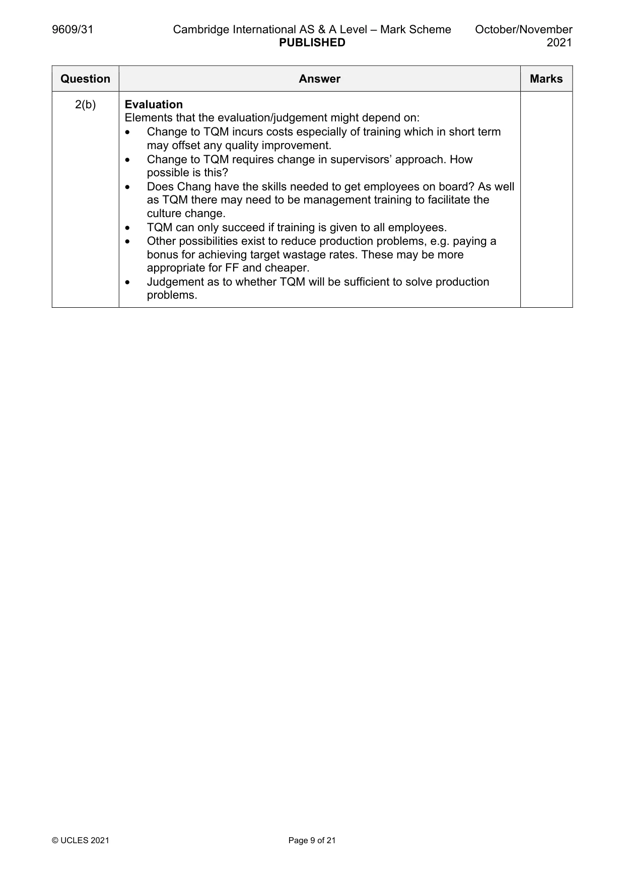 Mark scheme, page 9 of 21