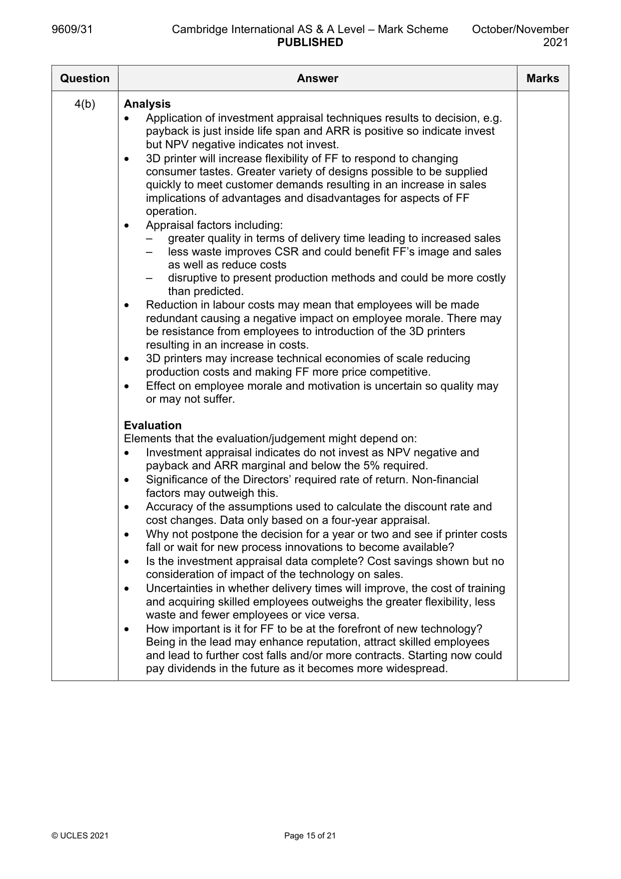Mark scheme, page 15 of 21