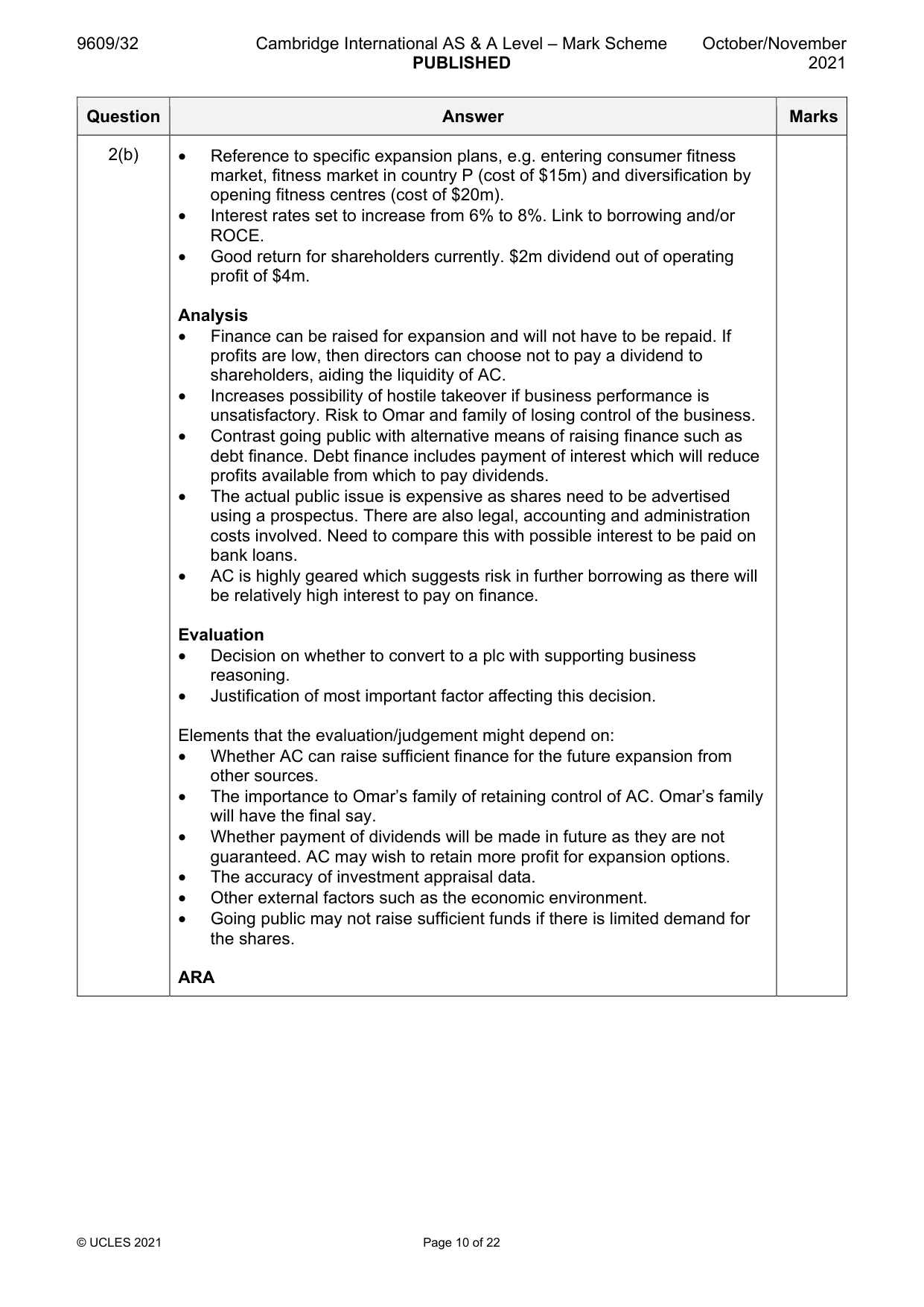 Mark scheme, page 10 of 22