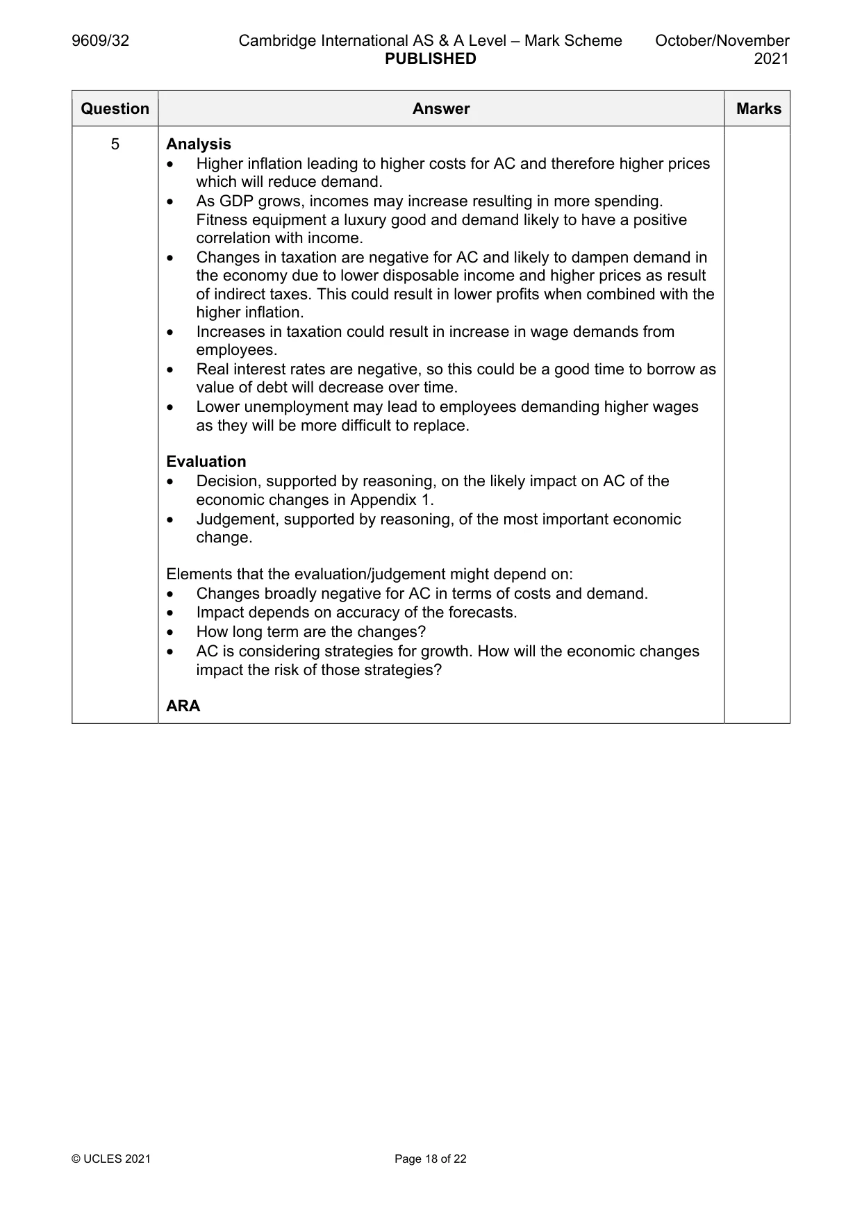 Mark scheme, page 18 of 22