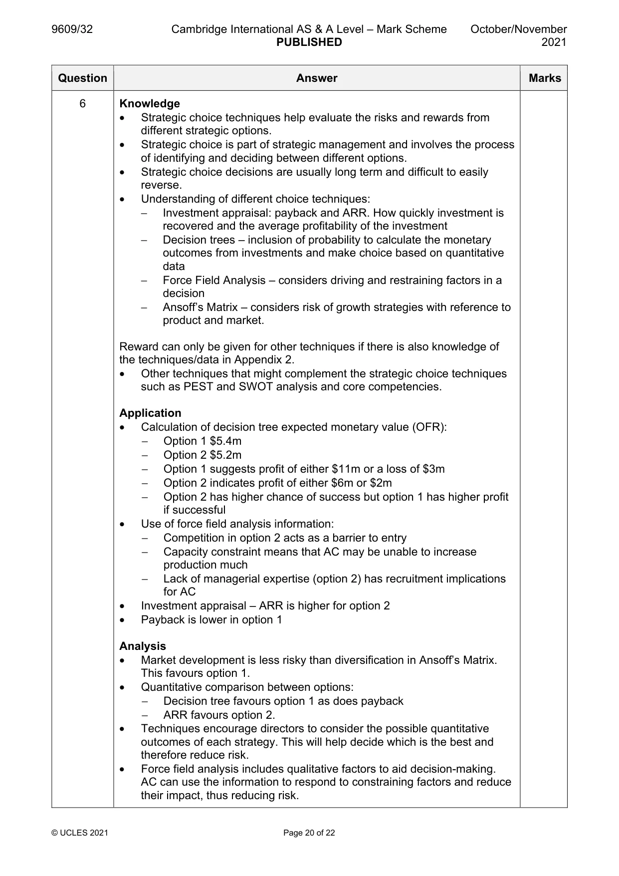 Mark scheme, page 20 of 22