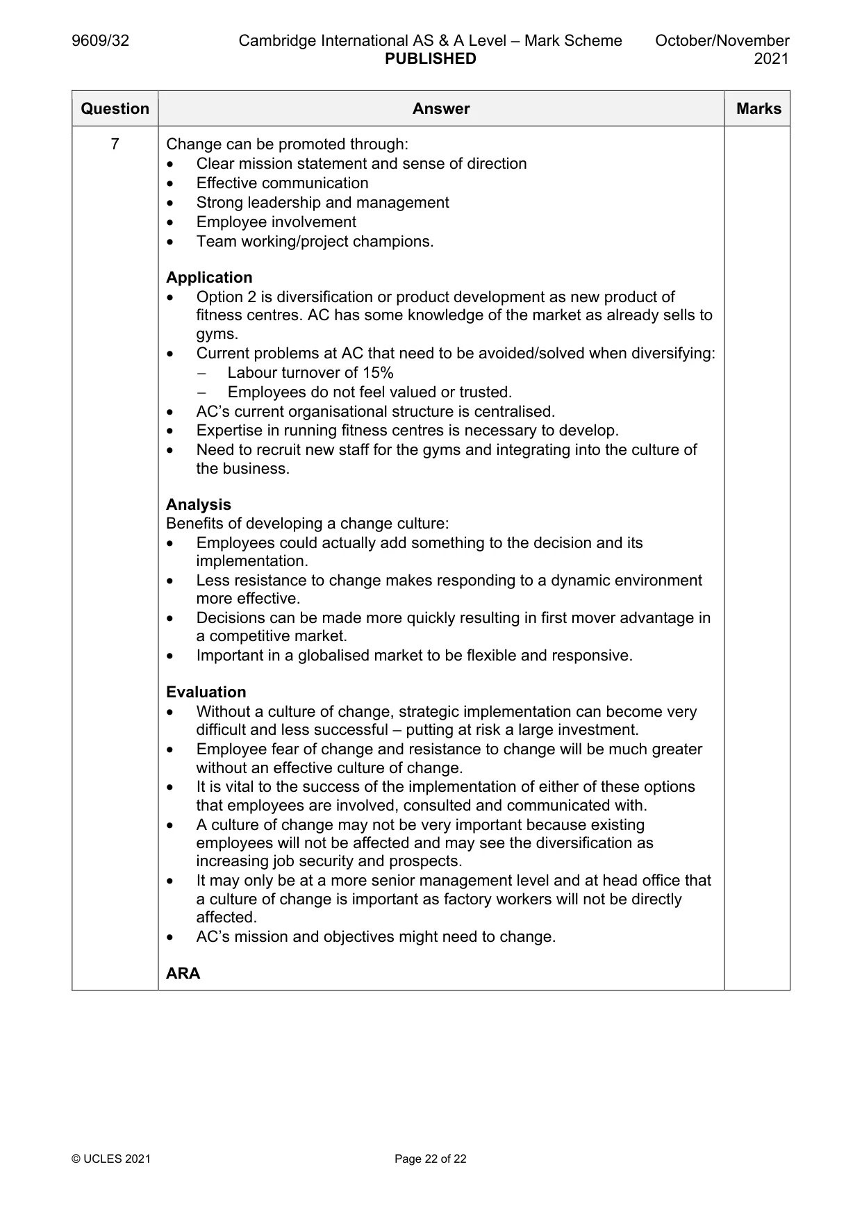 Mark scheme, page 22 of 22